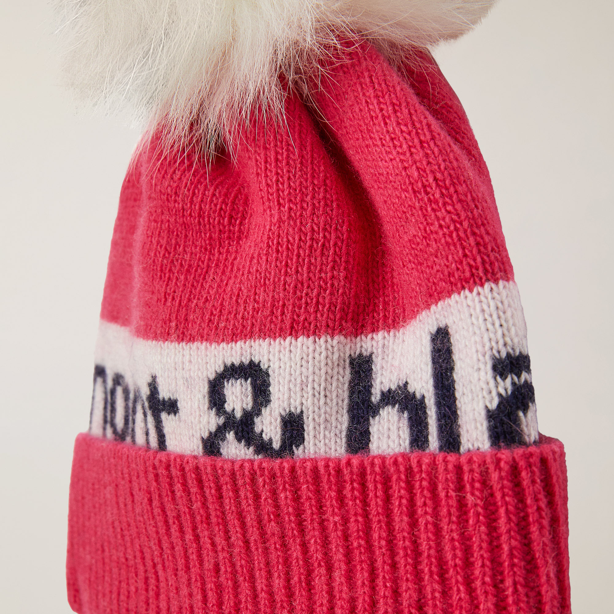 Cappello con pon pon in pelliccia, Fuxia, large image number 1