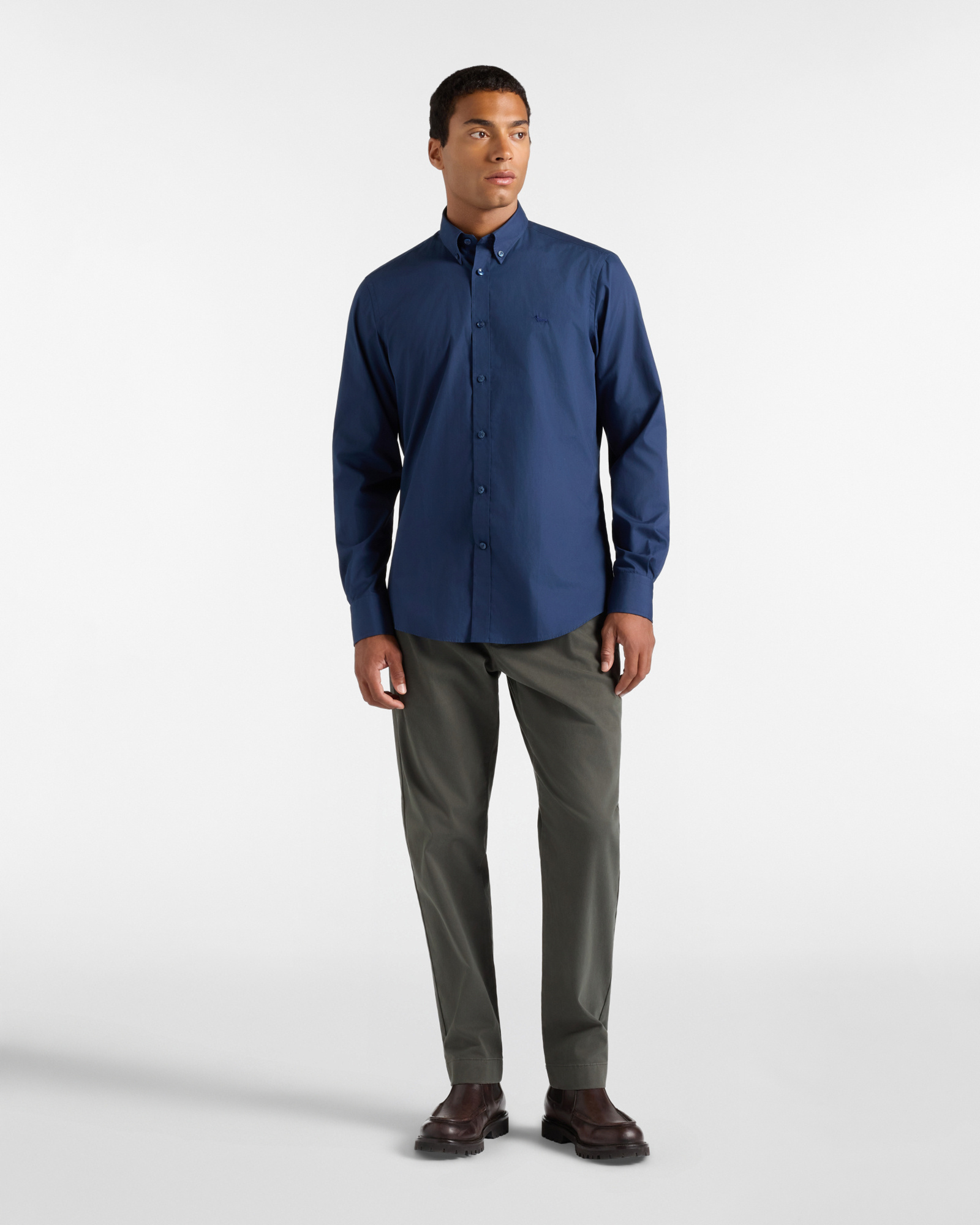 Men's regular-fit dark  poplin shirt, DARK BLUE, large image number 3