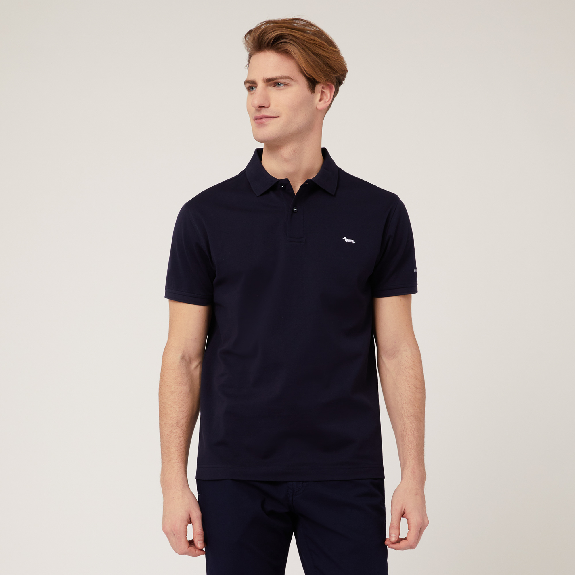 Polo with Lettering and Logo, Blue, large