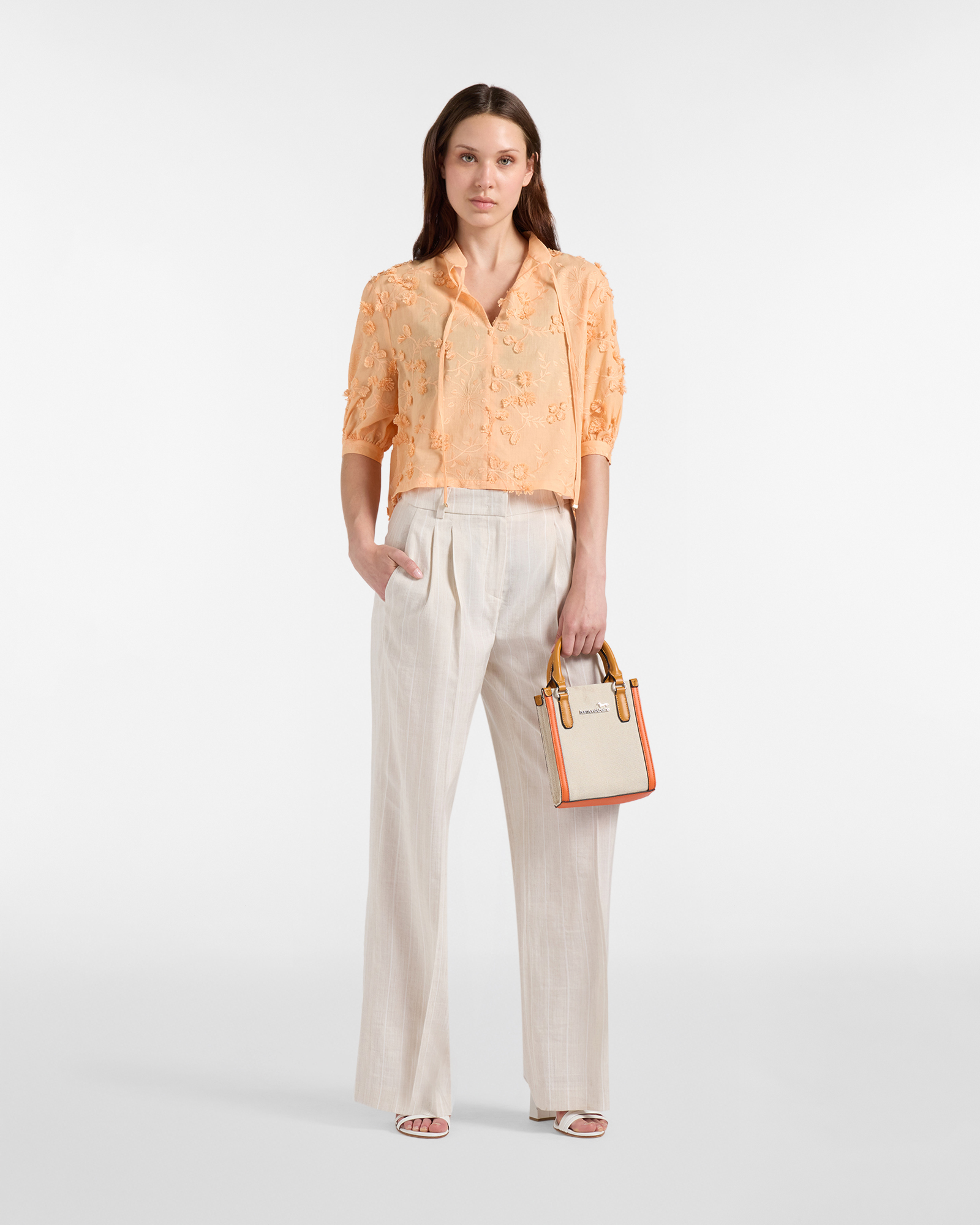 Woman's Trousers with Front Pleats, Beige, large image number 3