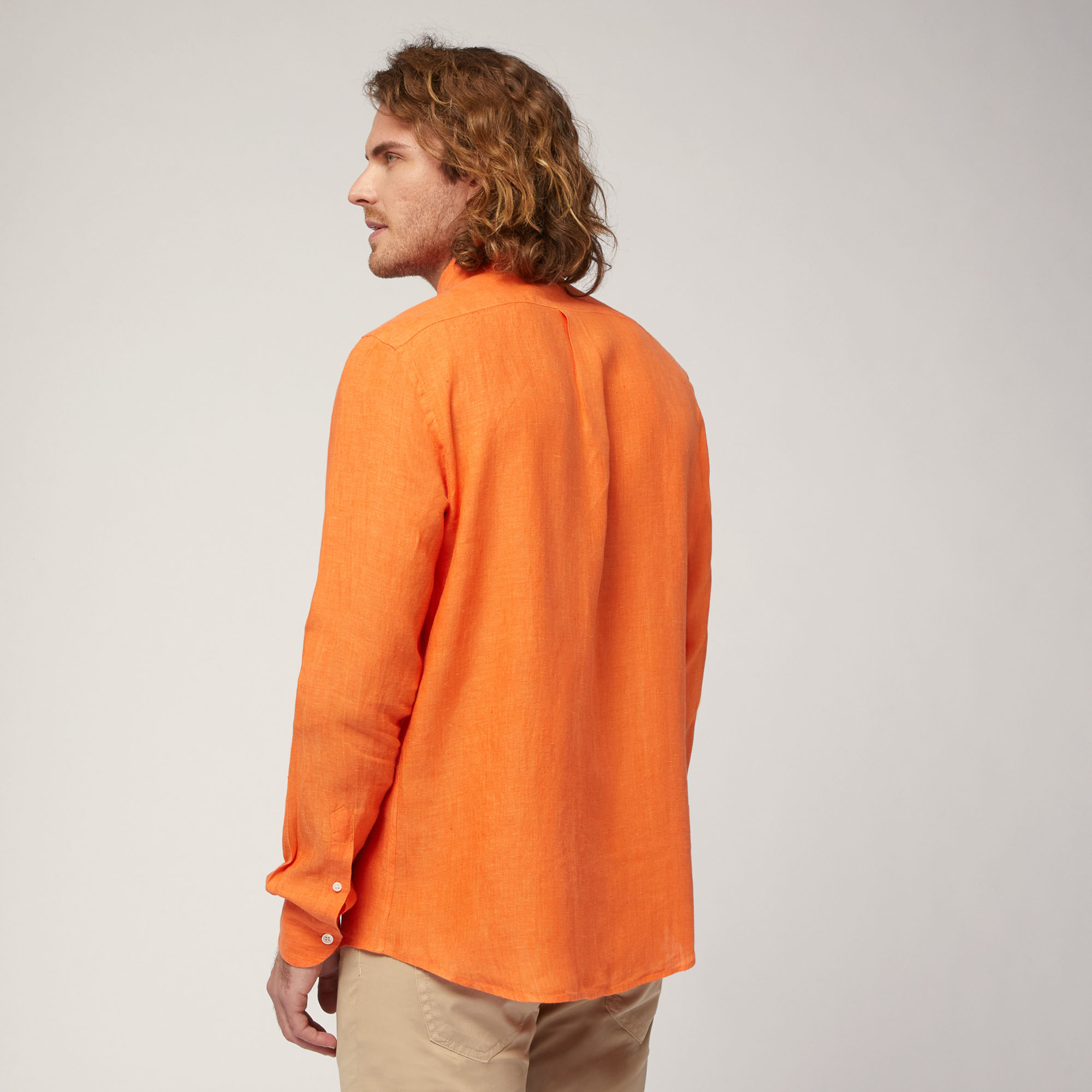Linen Shirt, Orange, large image number 1