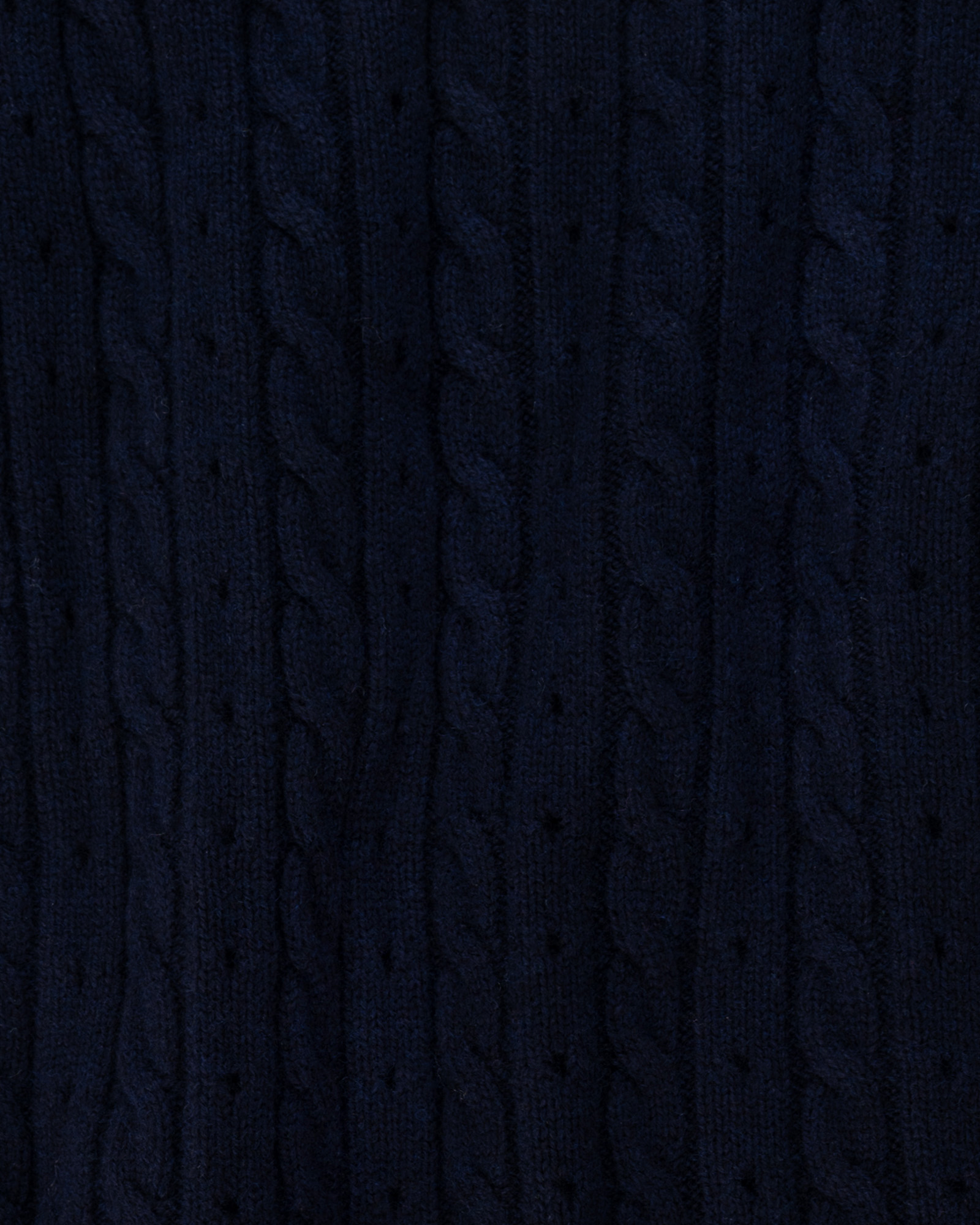 Women's scarf in navy blue knit with cables and rhinestone dachshund, NAVY BLUE, large