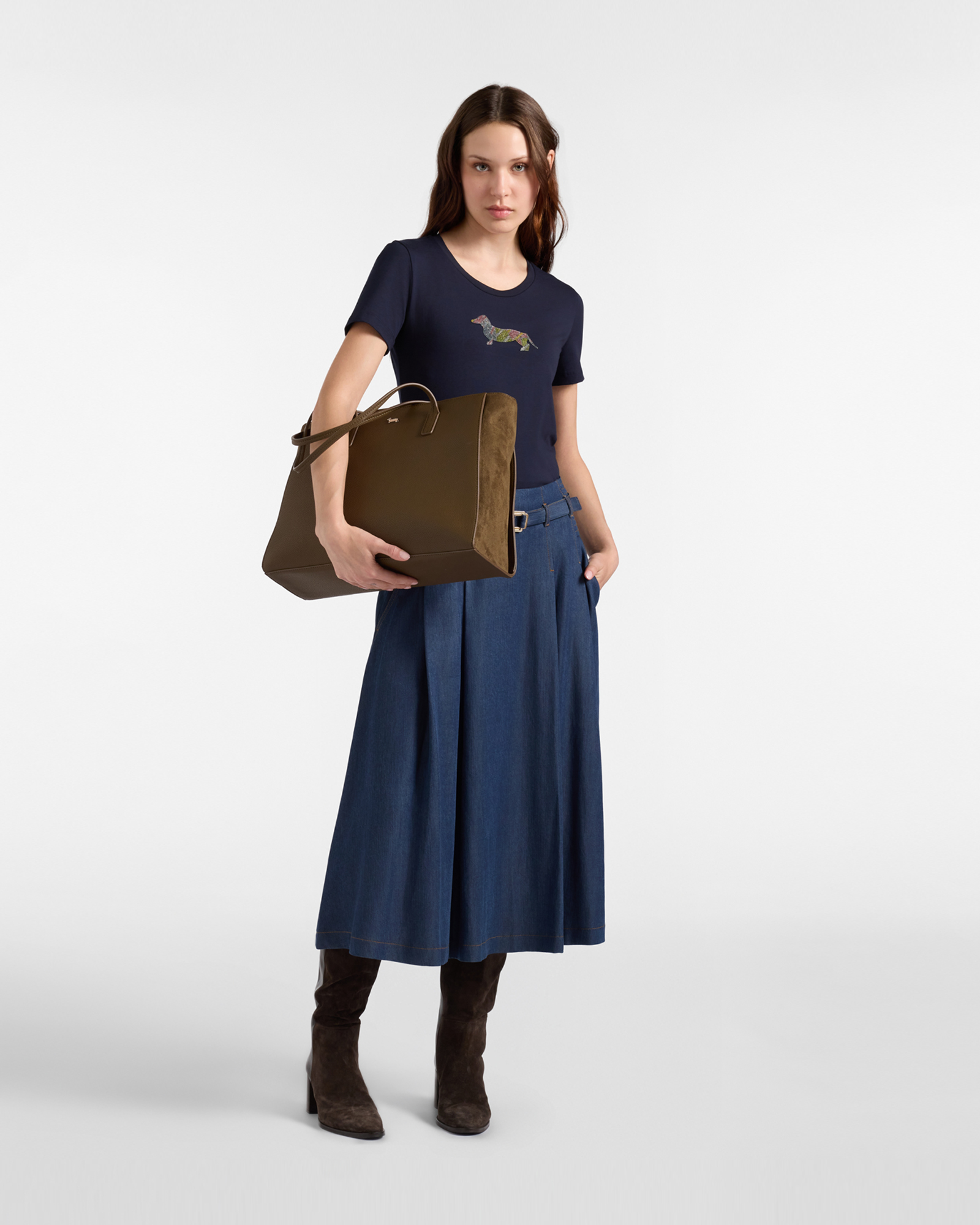 CONTRAST-COLORED DENIM SKIRT, DENIM BLUE, large image number 3