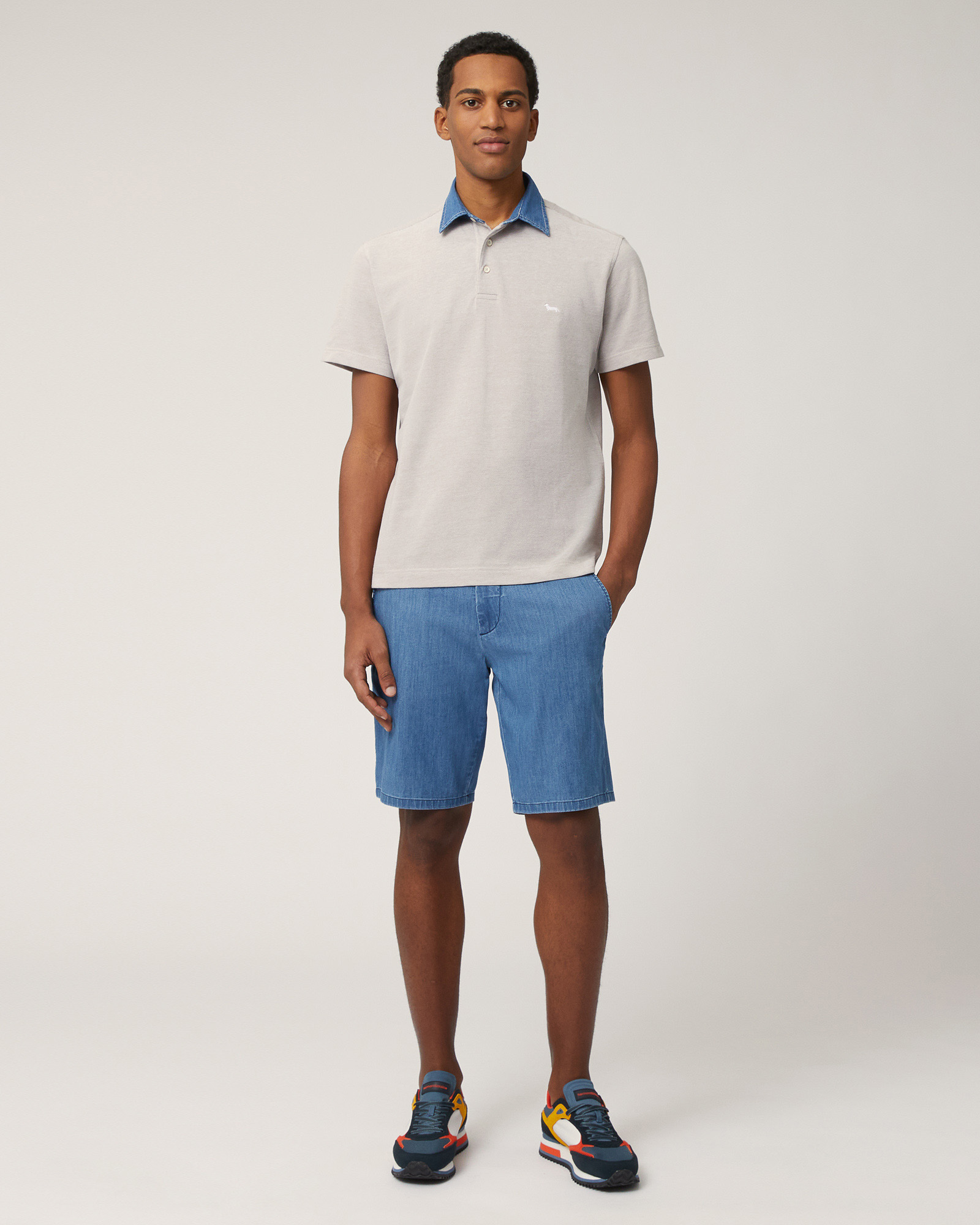 Polo Vietri Con Collo In Denim, Beige, large image number 3