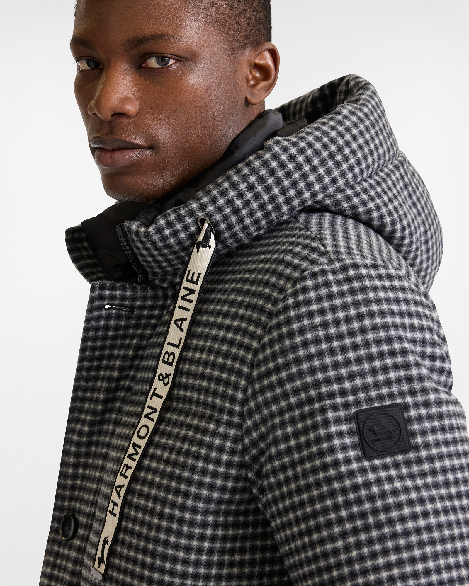 Wool Blend Jacket with Check Fabric, Gray, large image number 2