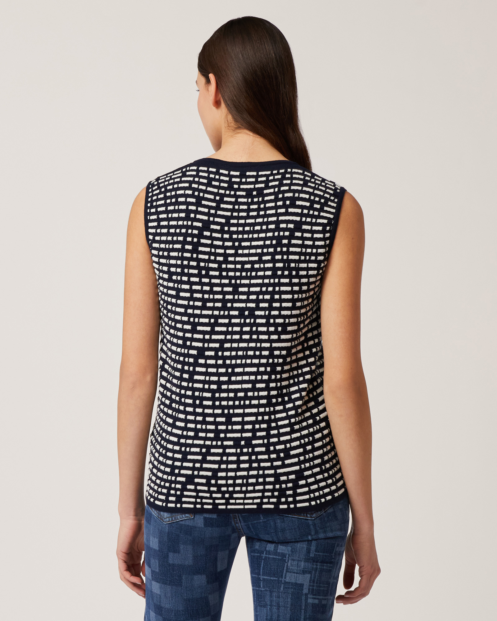 Two-Tone Cotton-Blend Top