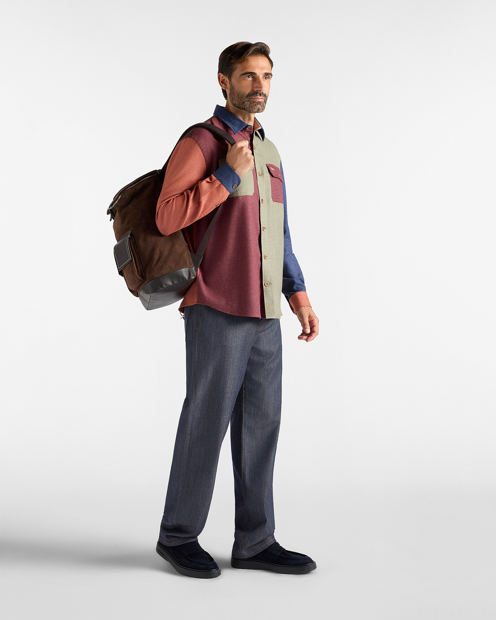 Men&rsquo;s Piazzetta oversized patchwork shirt in pure cotton flannel, MULTICOLOR, large