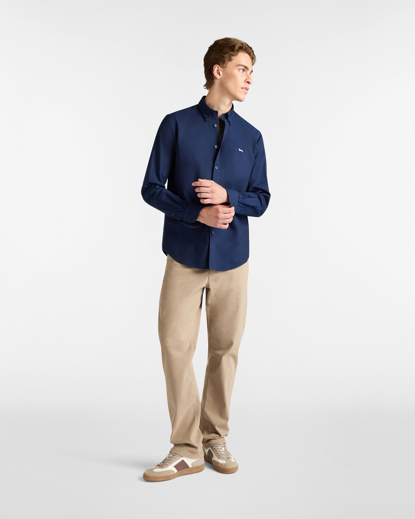 Essentials shirt in plain-coloured cotton, Blue, large image number 3