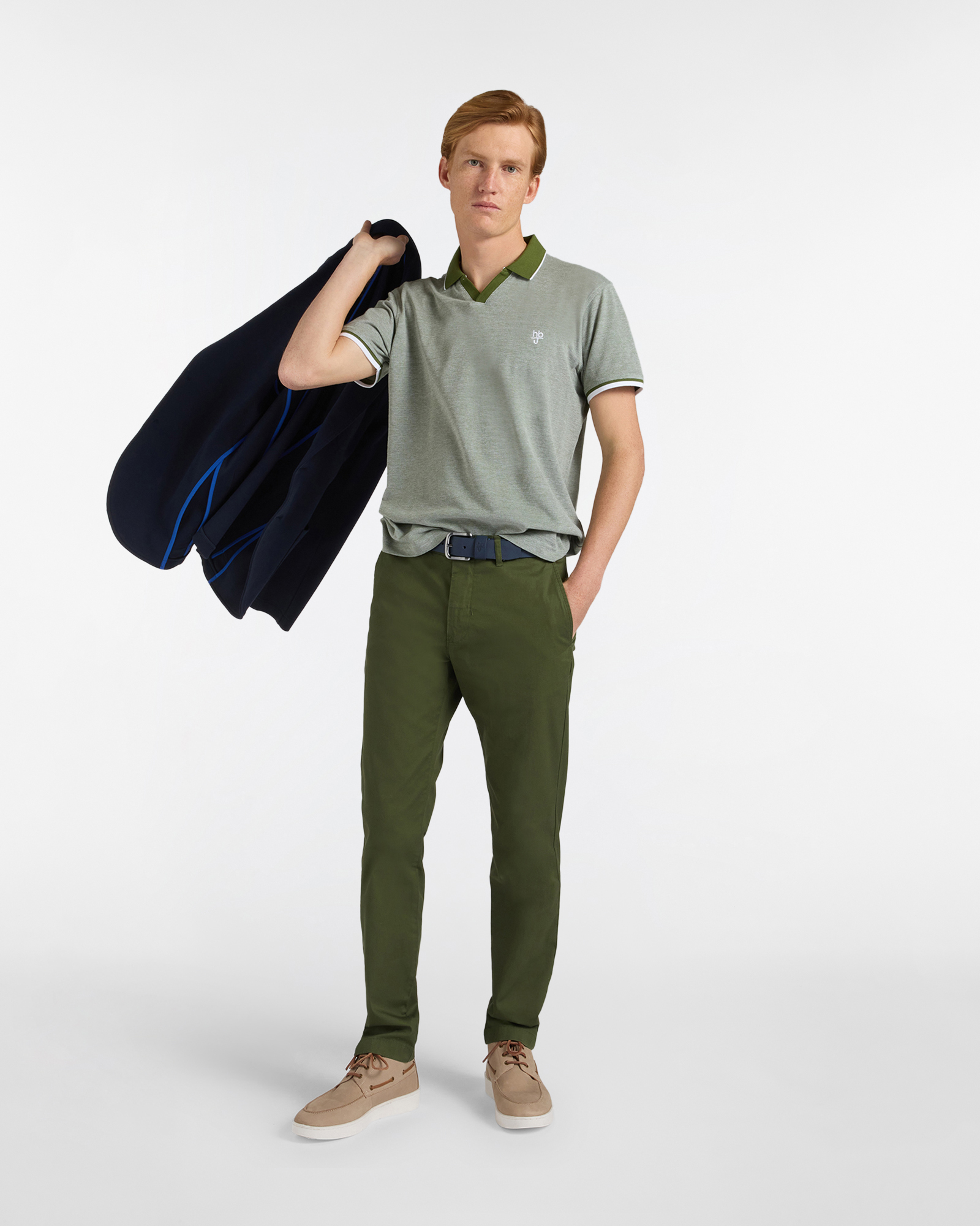 Polo uomo regular fit dettagli a contrasto, Verde militare, large image number 3