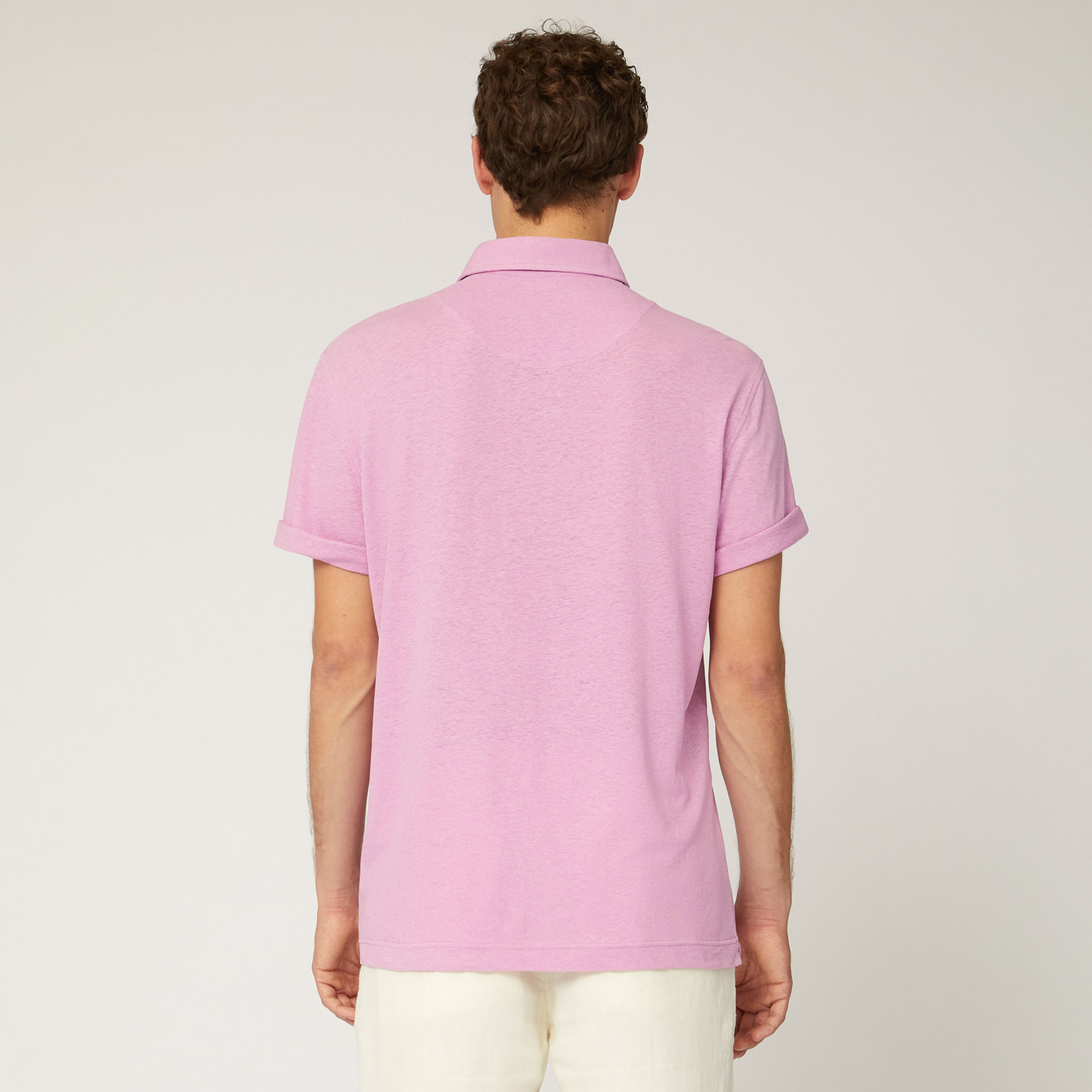 Cotton and Linen Jersey Polo, Lilac, large image number 1