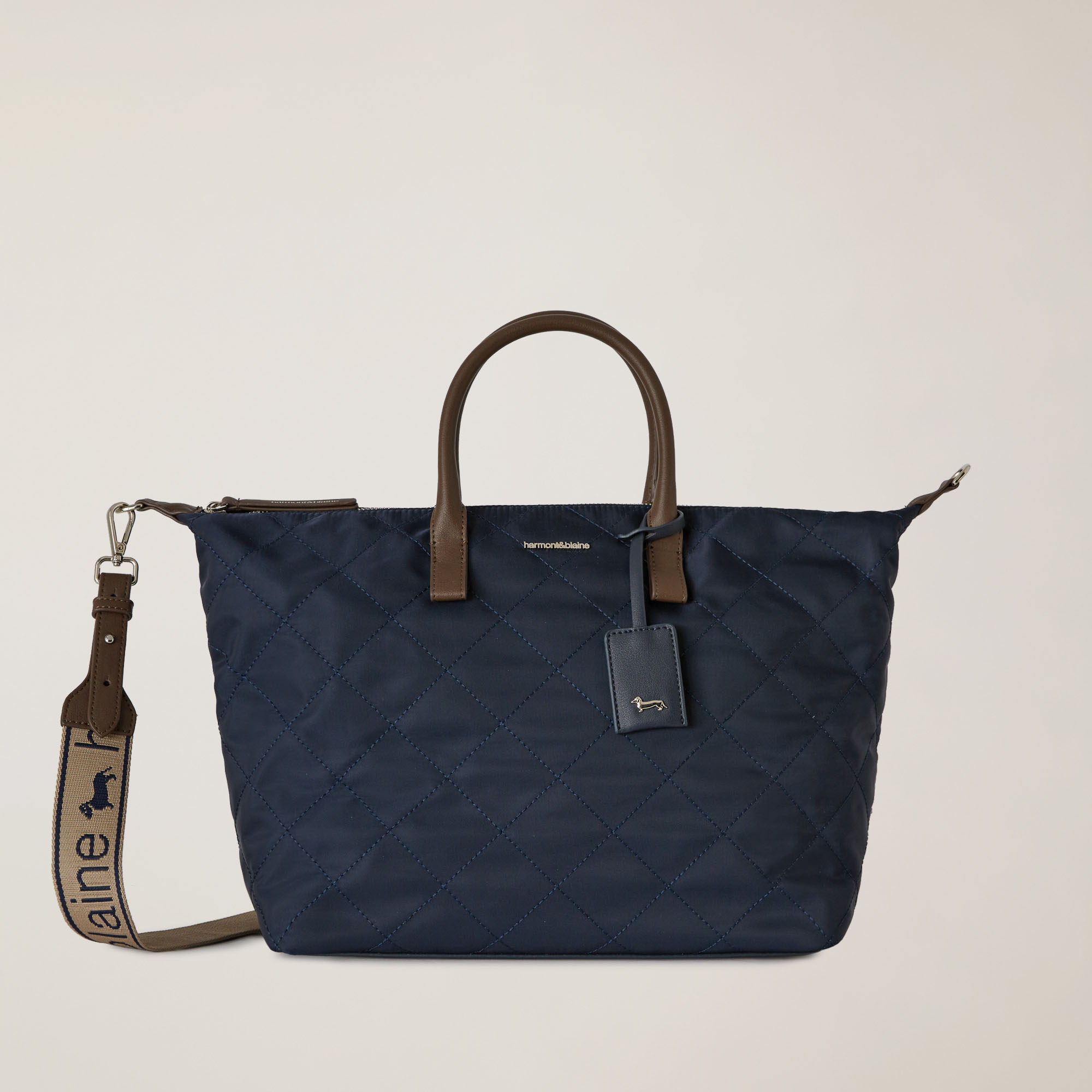 Quilted Shopper Bag With Removable Shoulder Strap, Blue, large