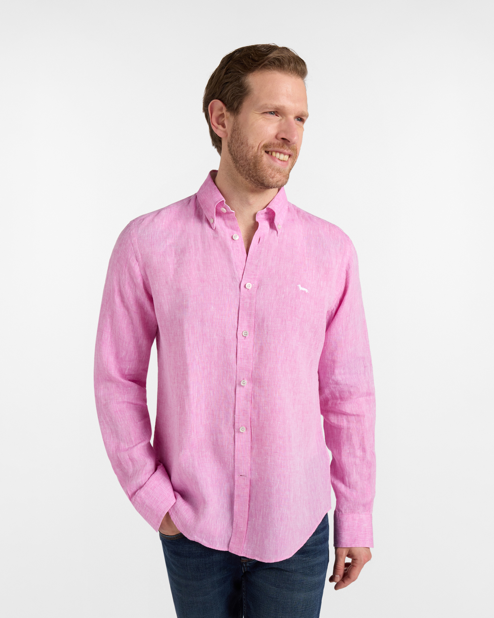 Regular-fit pure linen shirt, Red, large