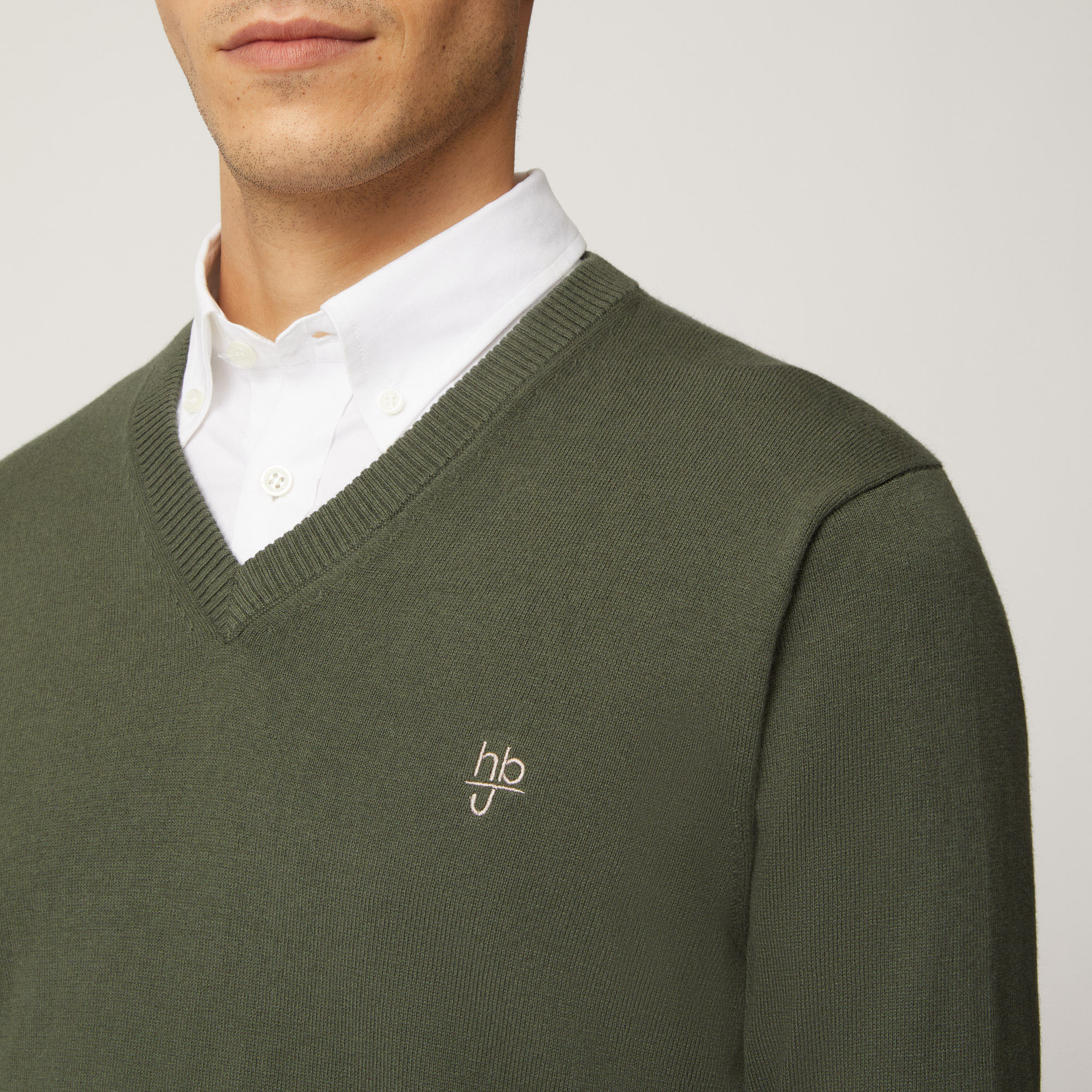 Pullover Con Scollo A V E Dettagli A Contrasto, Verde Petrolio, large image number 2