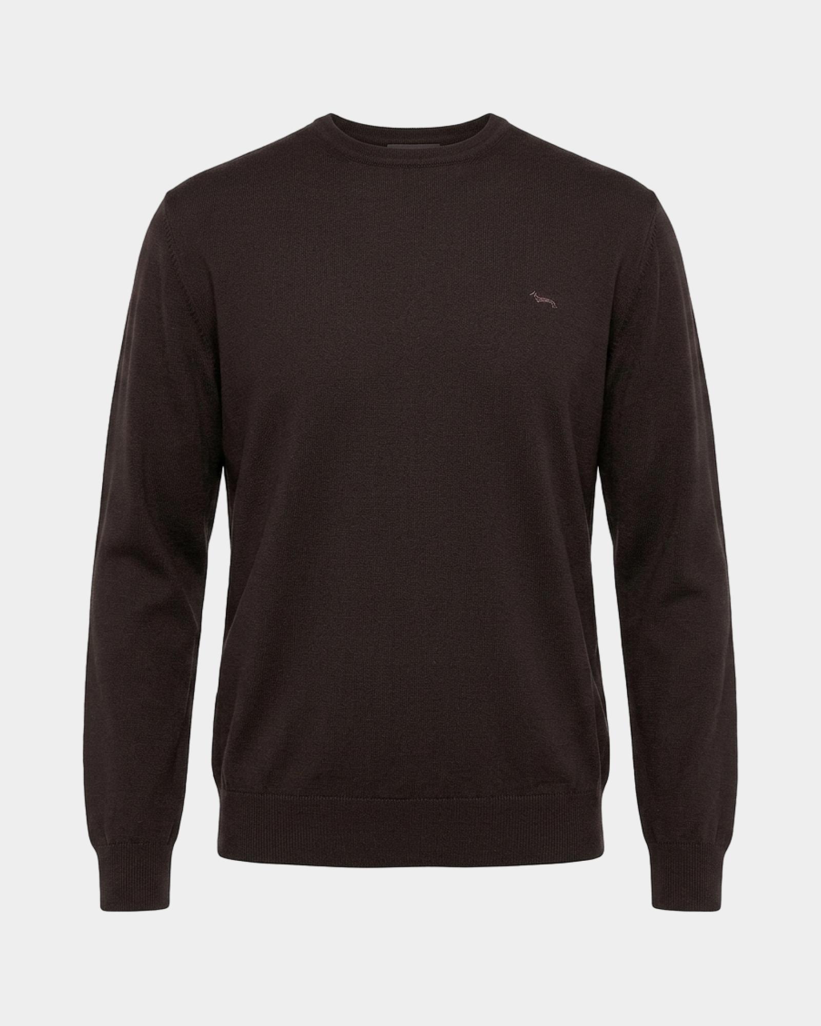 Jersey de hombre de 100 % lana pura, corte regular, fabricado en Italia, MARR&Oacute;N OSCURO, large