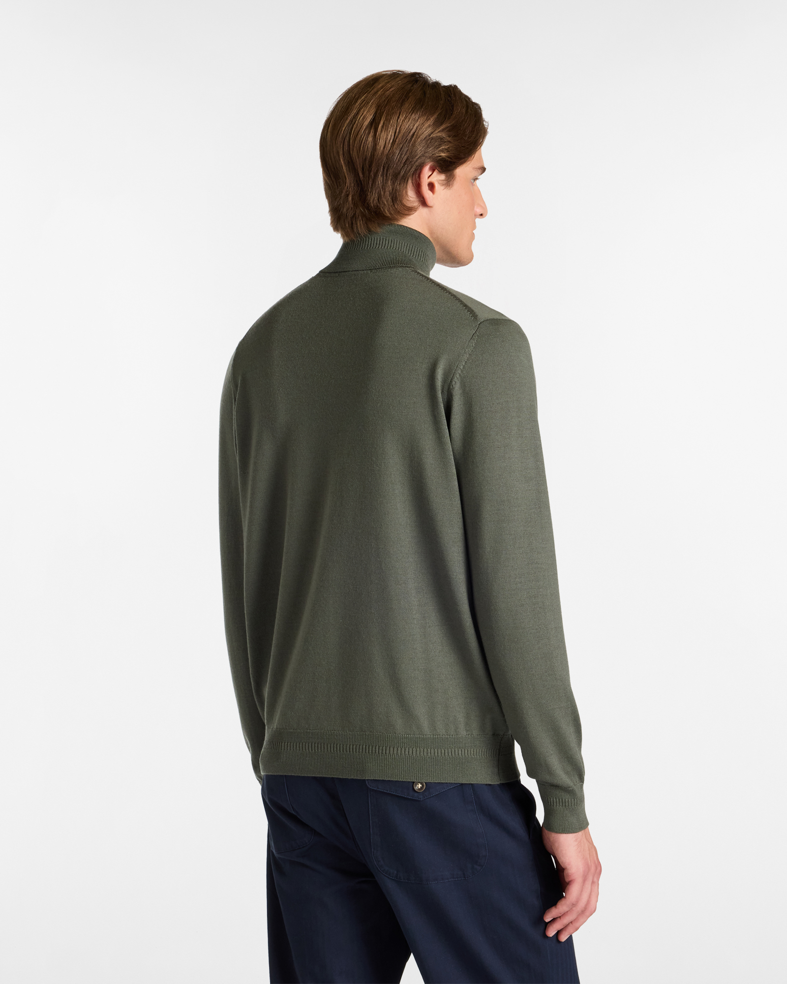 Merino Wool Turtleneck with Embroidered Logo