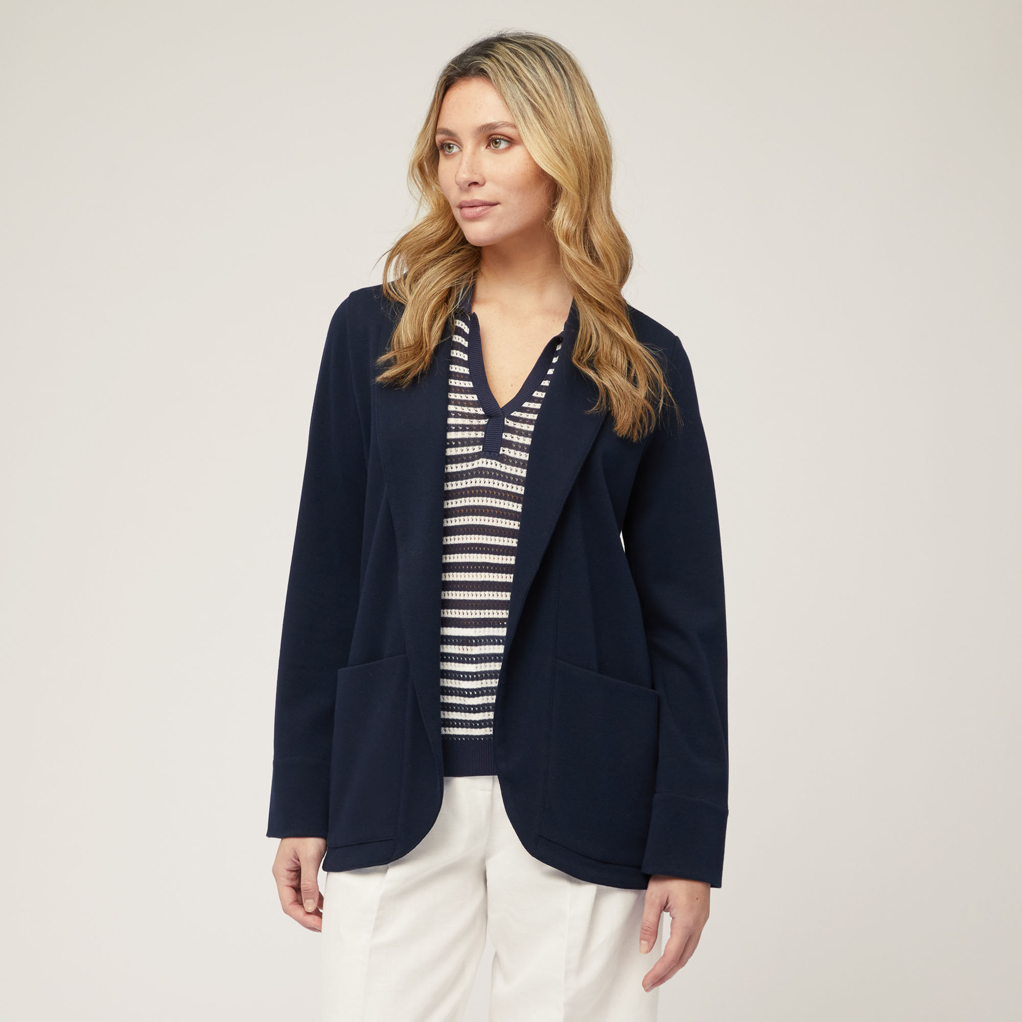 Giacca In Stile Cardigan, Blu Navy, large image number 0