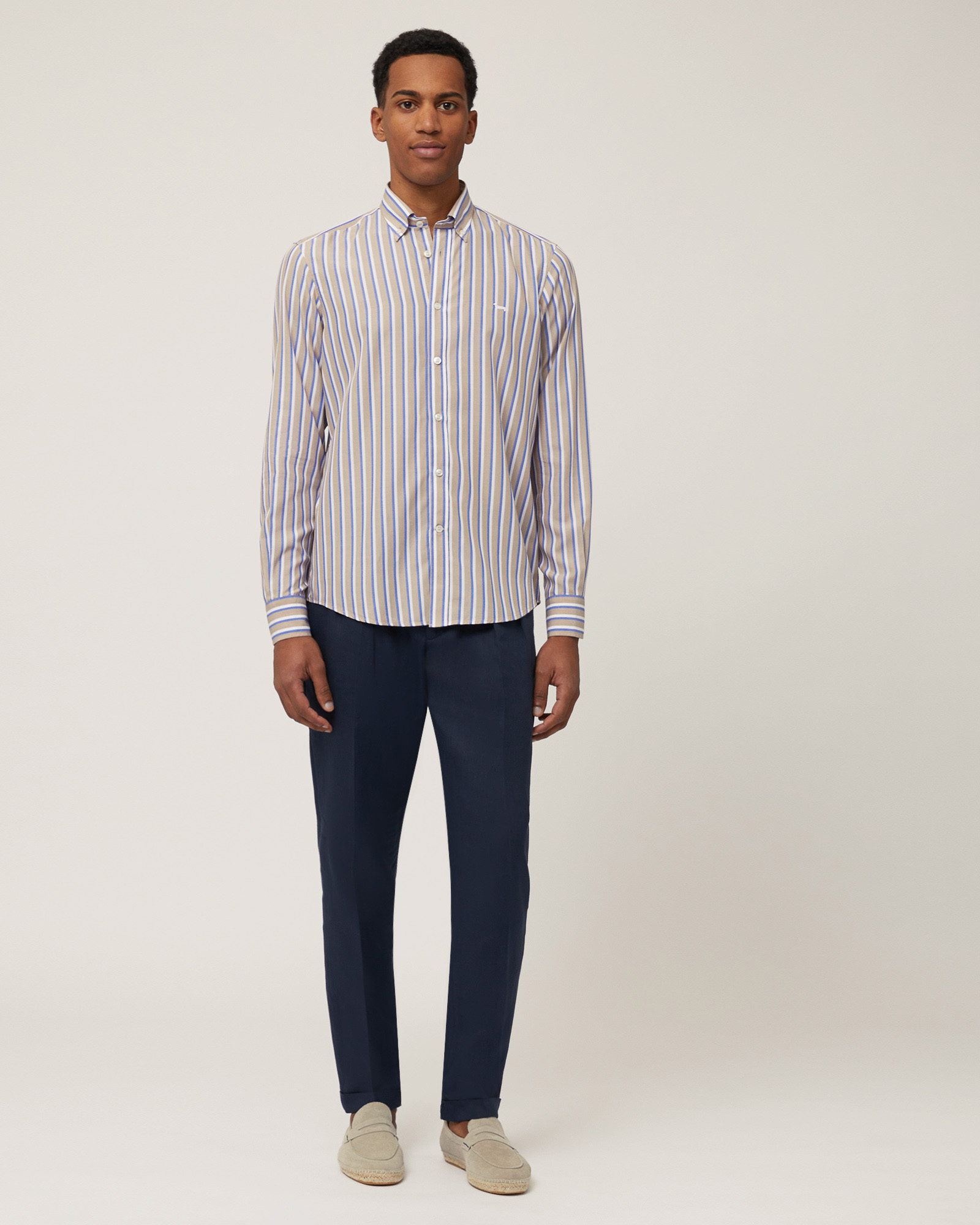 Linen Chino Pants, Navy Blue, large image number 3