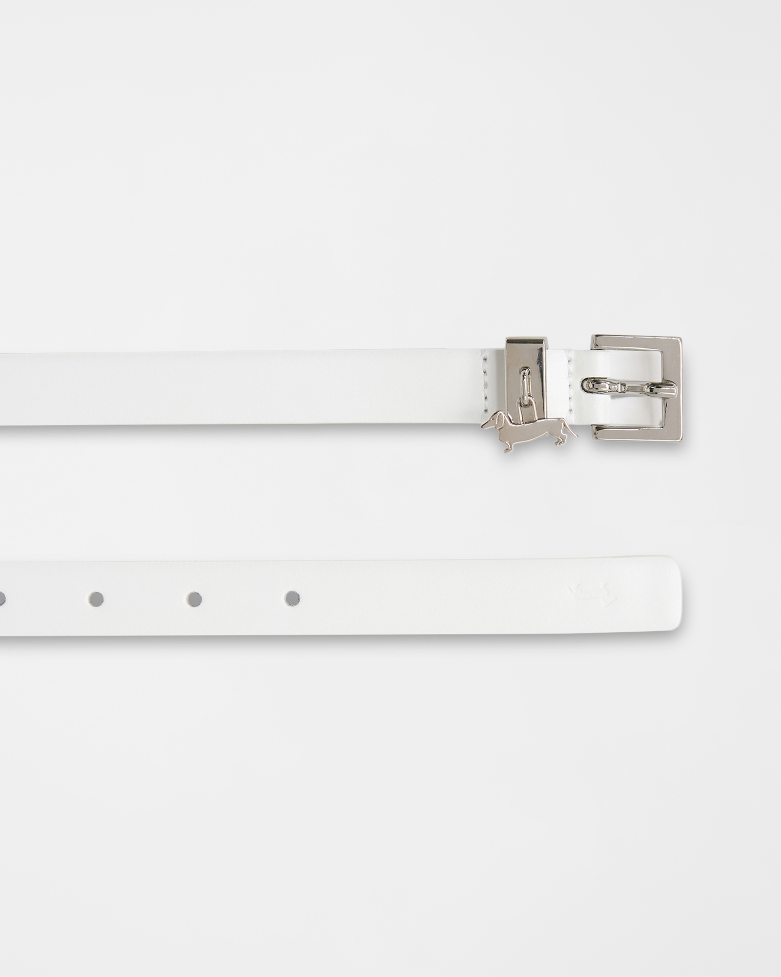 Leather belt with dachshund charm, White, large image number 1