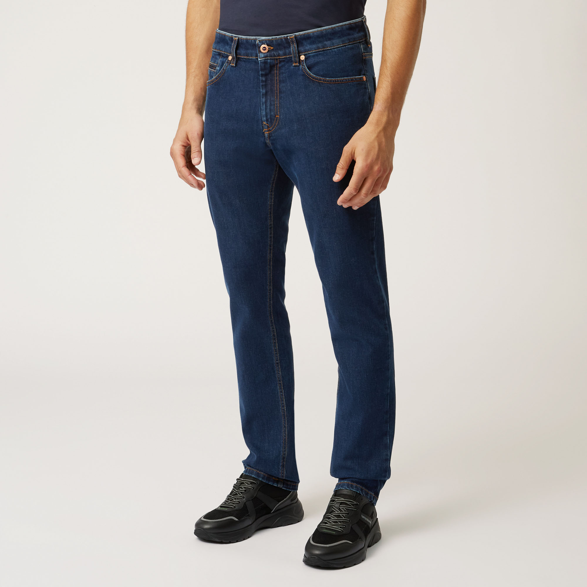 Five-Pocket Pants With Custom Detail On The Back, Blue, large image number 0