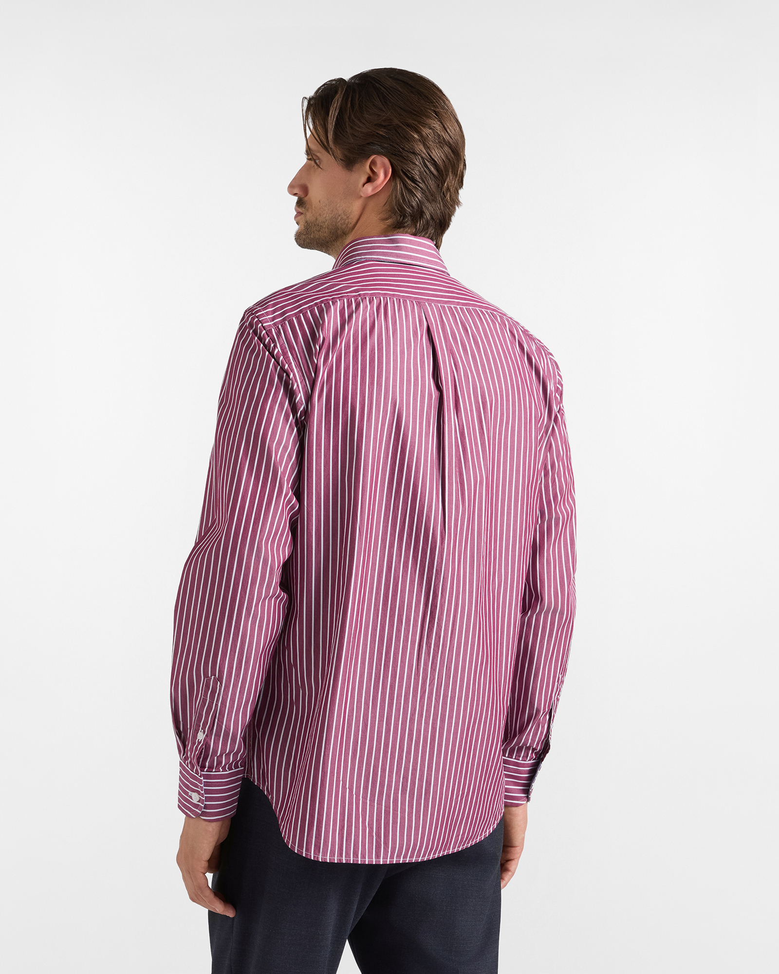 Men's regular-fit red yarn-dyed shirt with wide stripe, RED, large image number 2