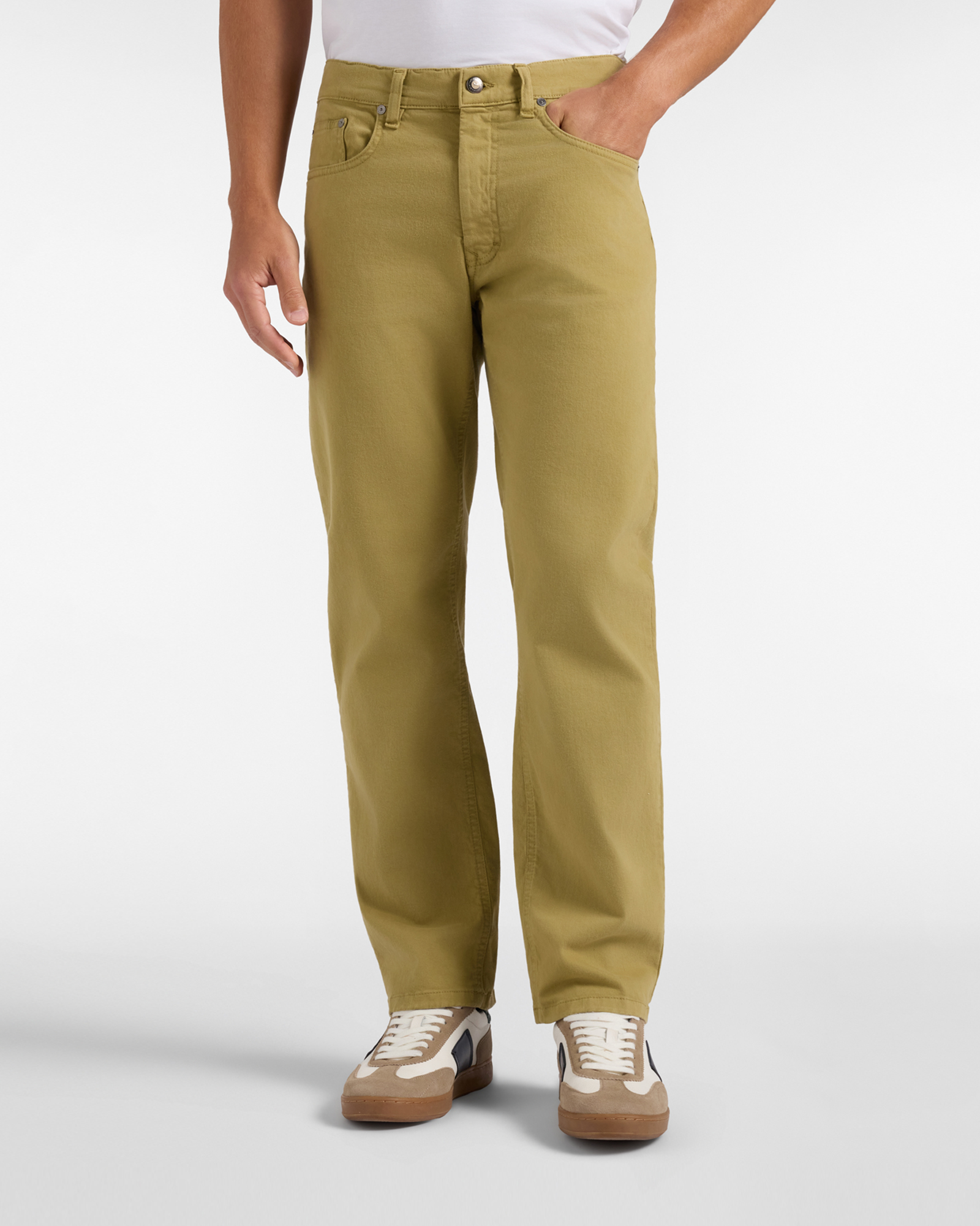 Men&rsquo;s regular-fit brown stretch cotton jeans Made in Italy