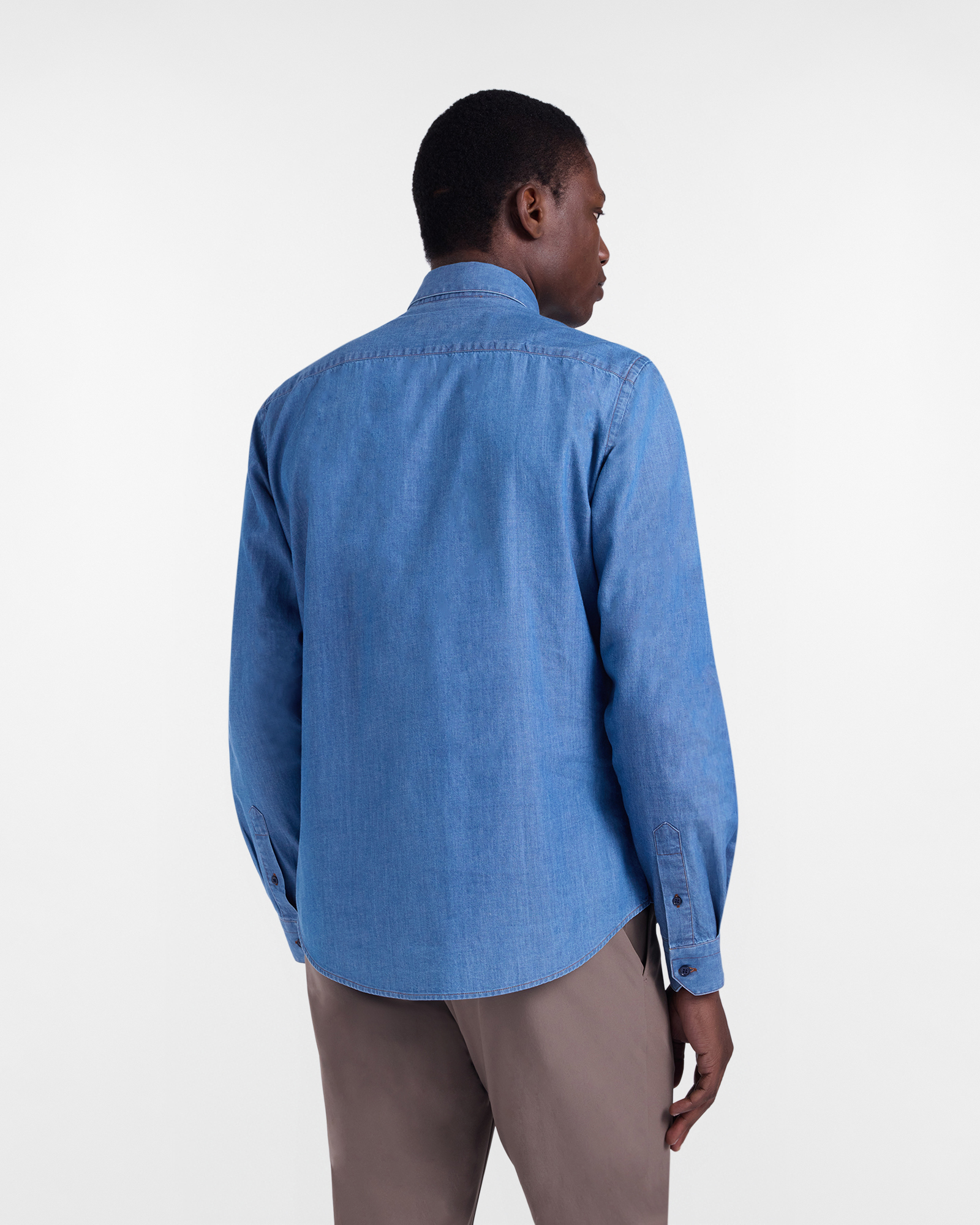 Camicia in denim narrow fit, Blu Denim, large image number 2