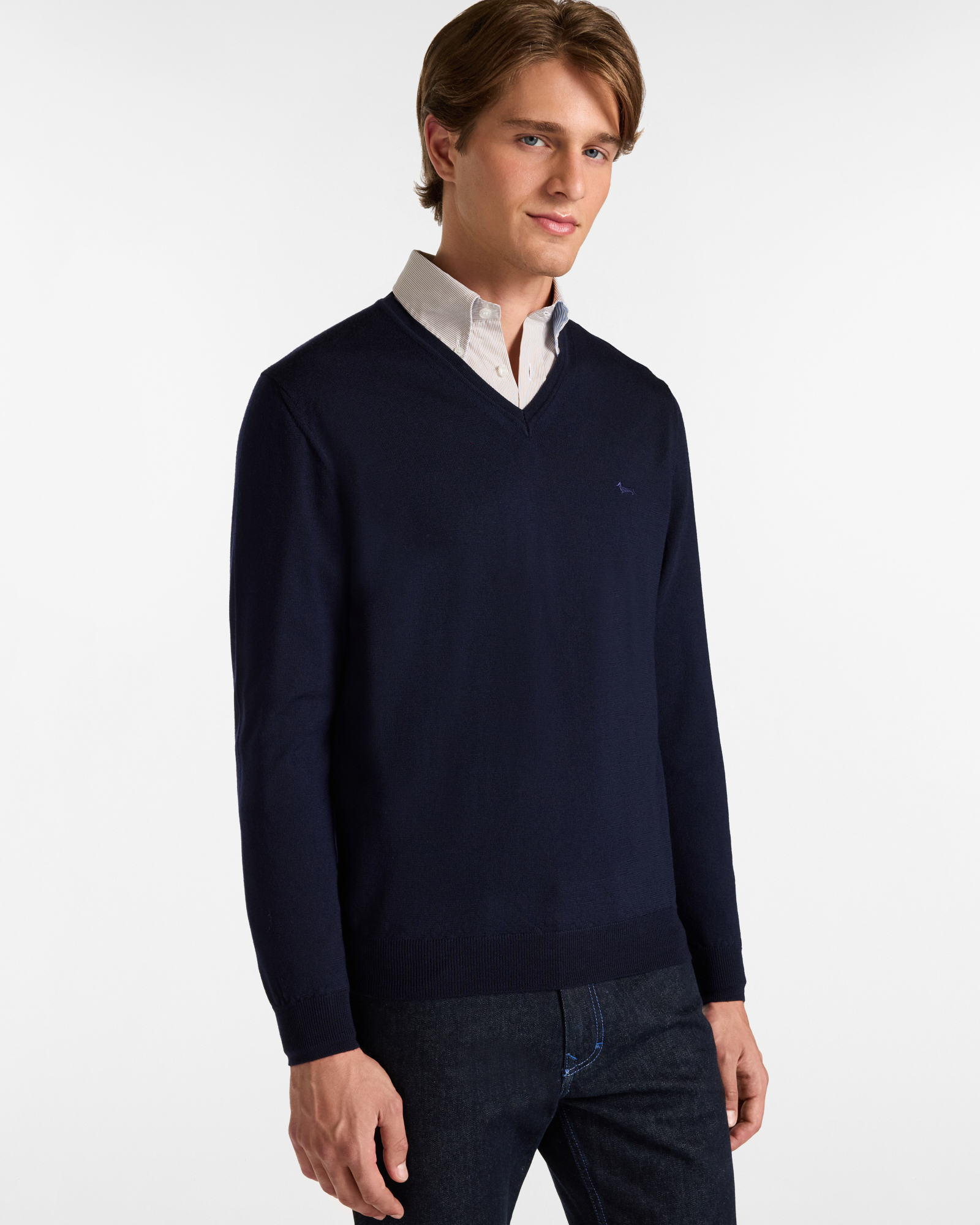 V-Neck Sweater, Navy Blue, large image number 0