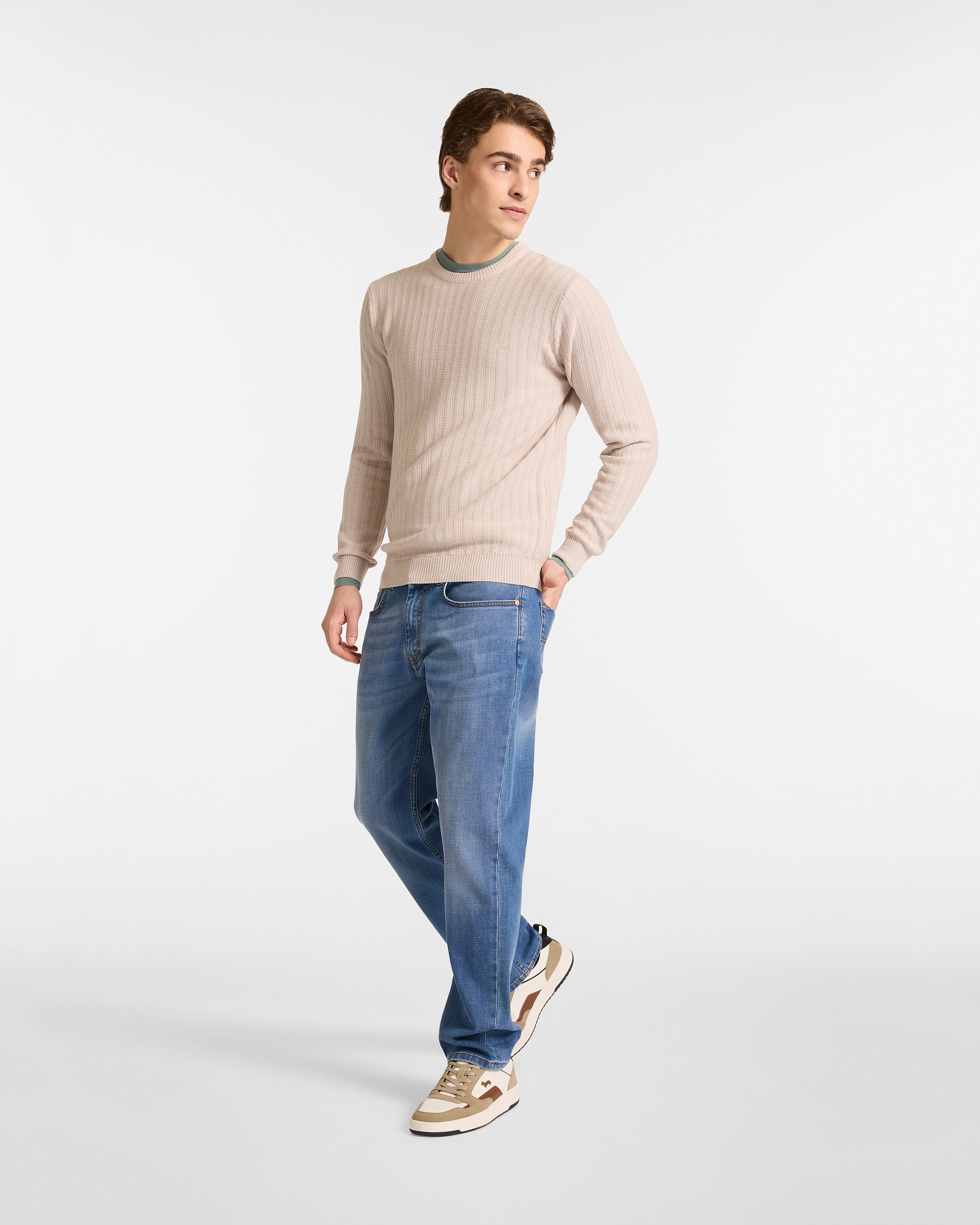Pullover In Lana A Coste, Beige, large image number 3