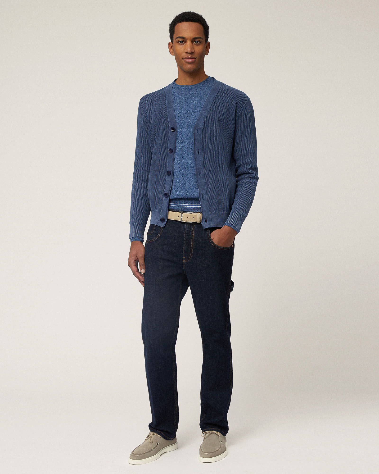 Tweed Crew-Neck Pullover, Light Blue, large image number 3