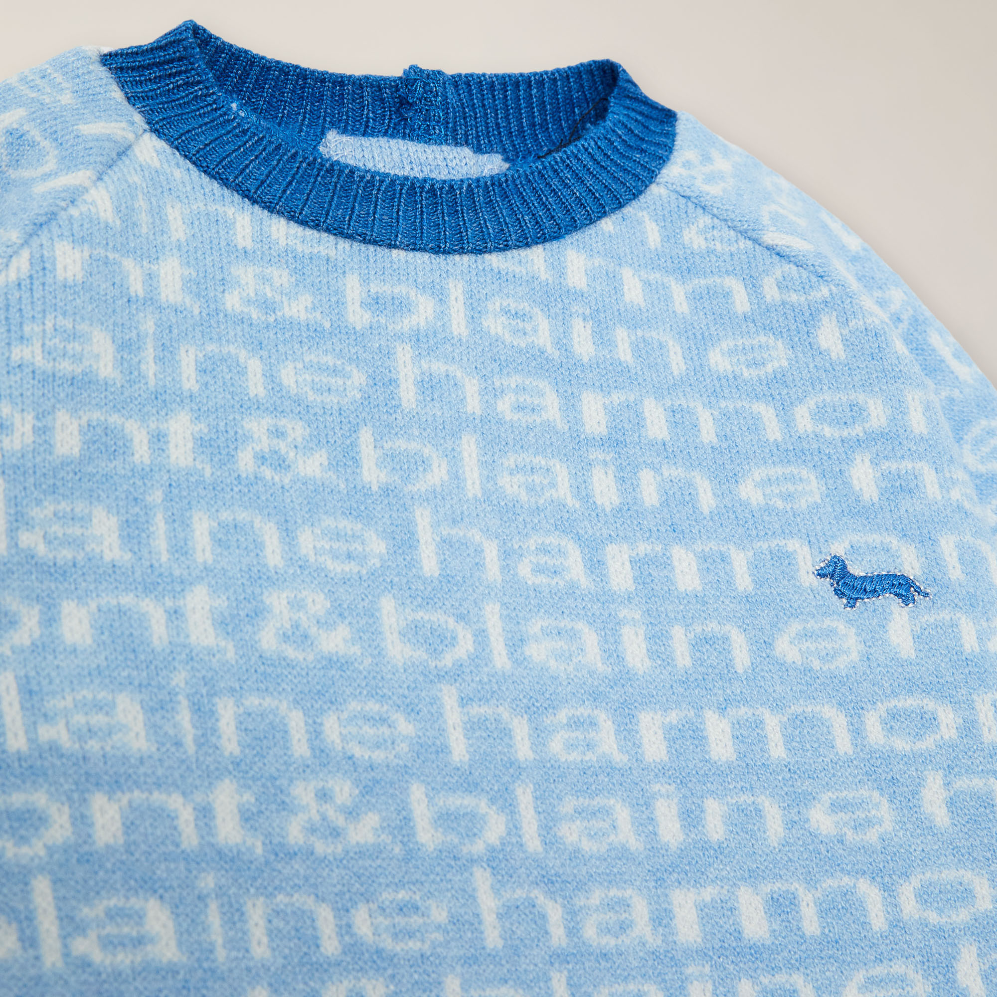 Tutina In Maglia Con Intarsio Logo, Azzurro, large image number 2