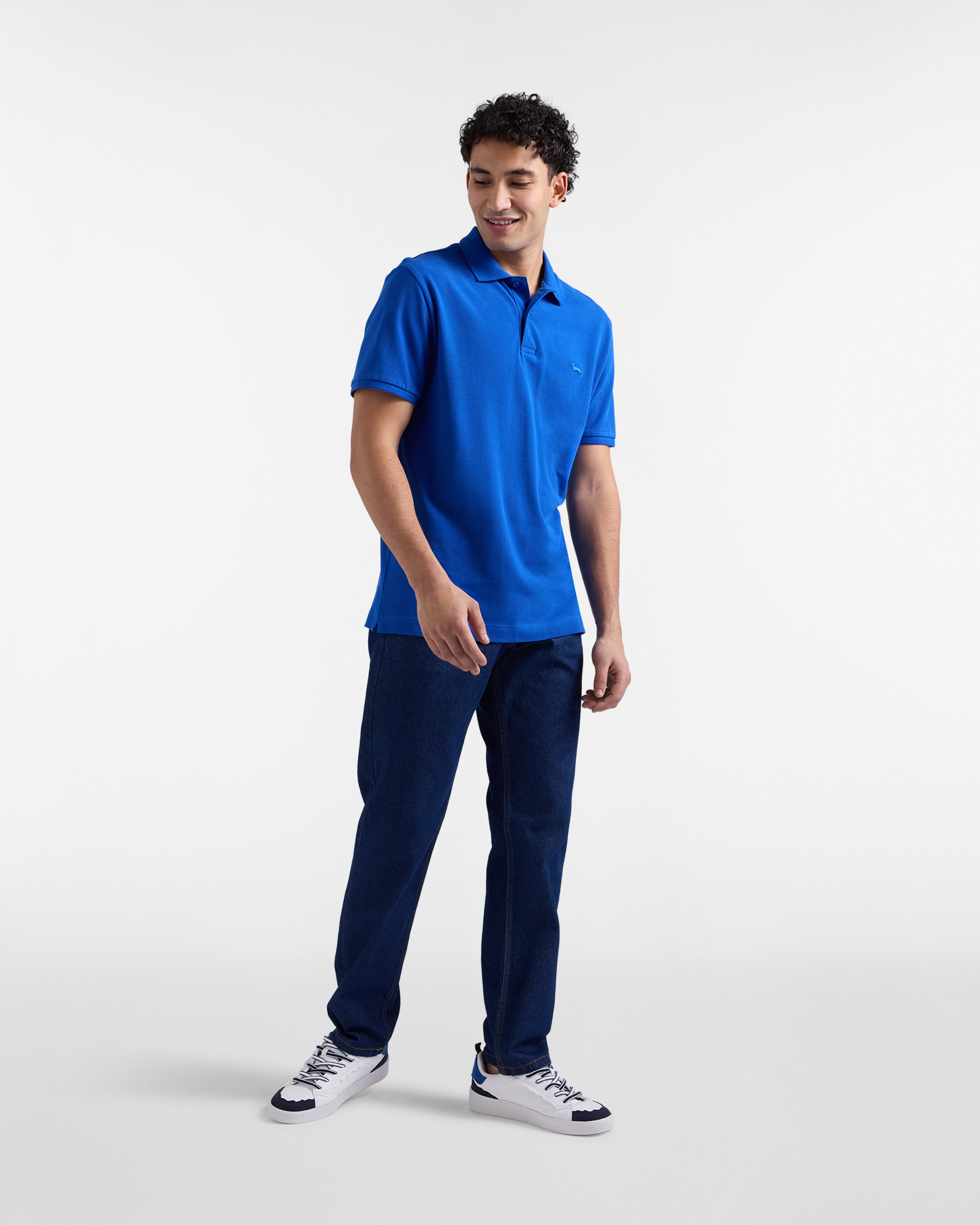 Basic polo shirt in Supima&reg; cotton, Blue, large image number 3