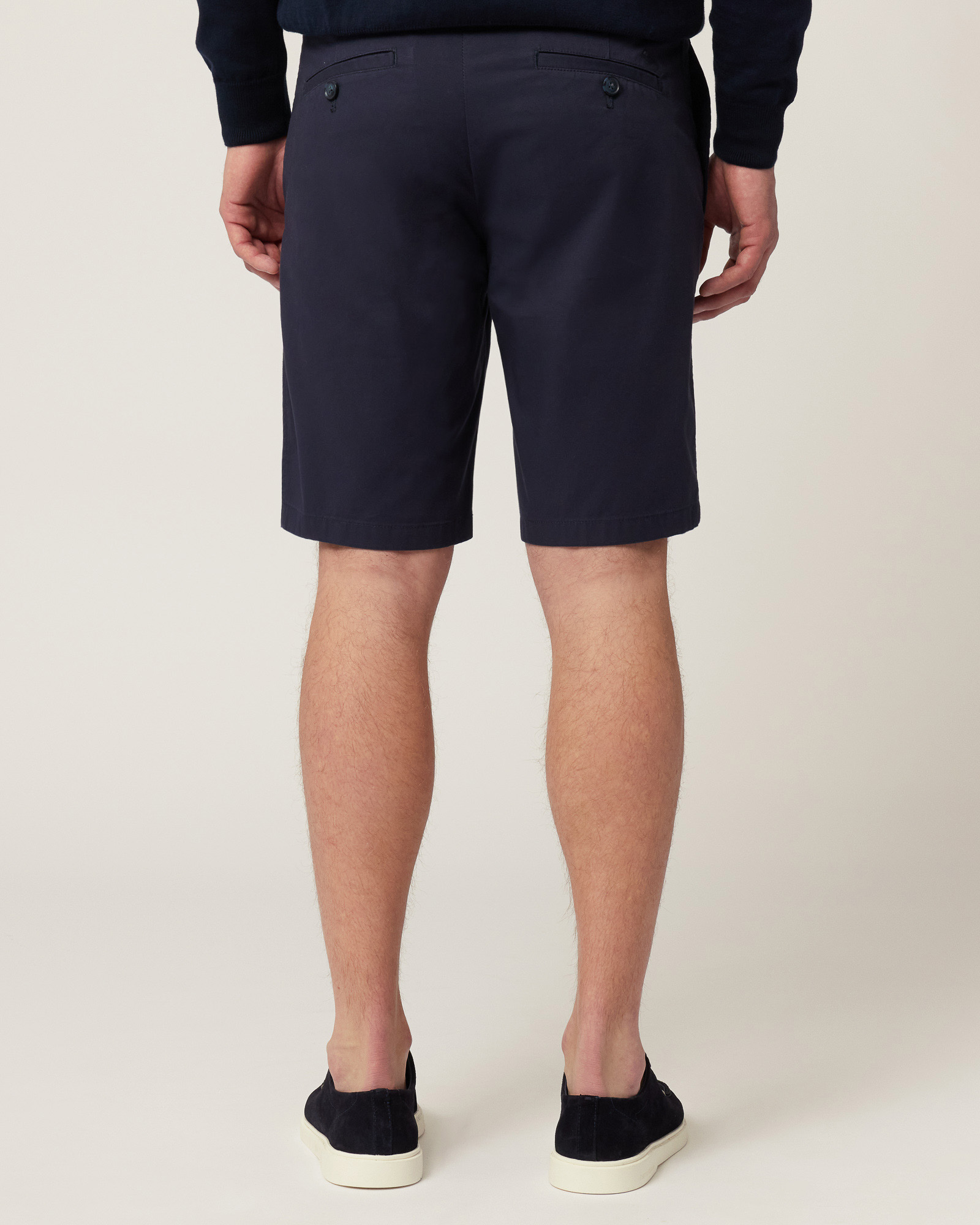 Stretch Cotton Bermuda Shorts, Navy Blue, large image number 1