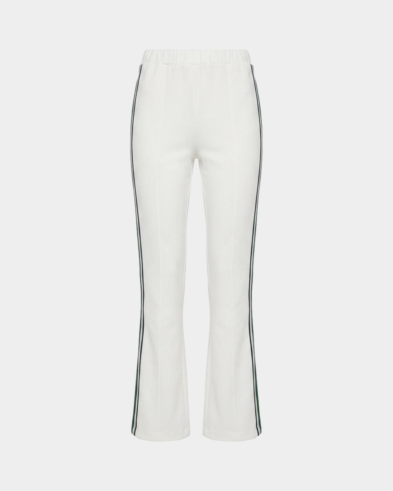 Pantal&oacute;n para mujer de felpa con banda estilo regimental, BLANCO, large