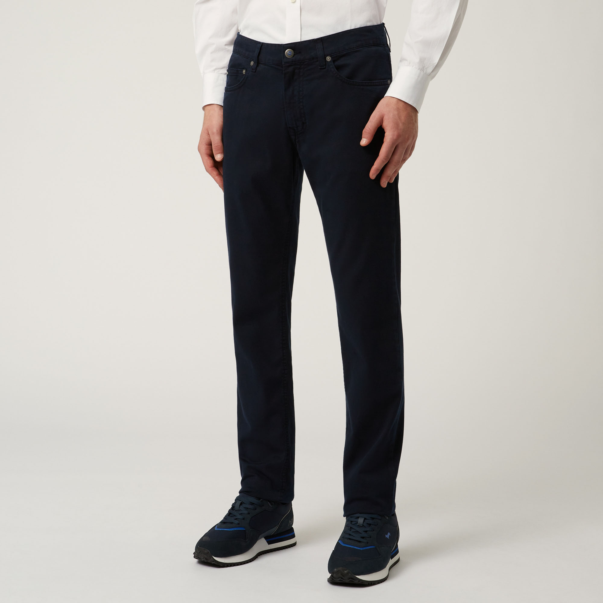 Essentials trousers in plain coloured cotton, Blue, large image number 0