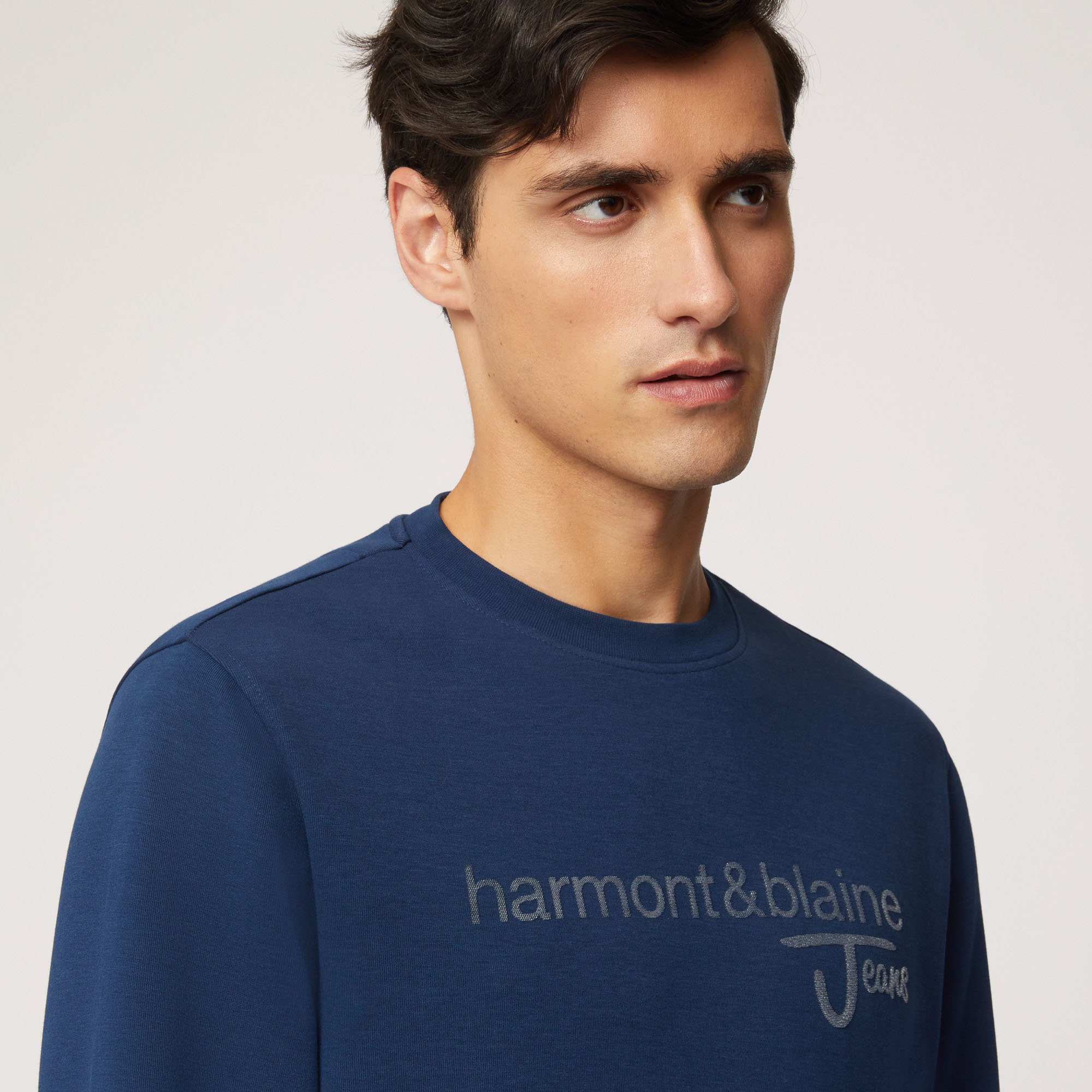 Felpa Girocollo Con Lettering, Blu, large image number 2