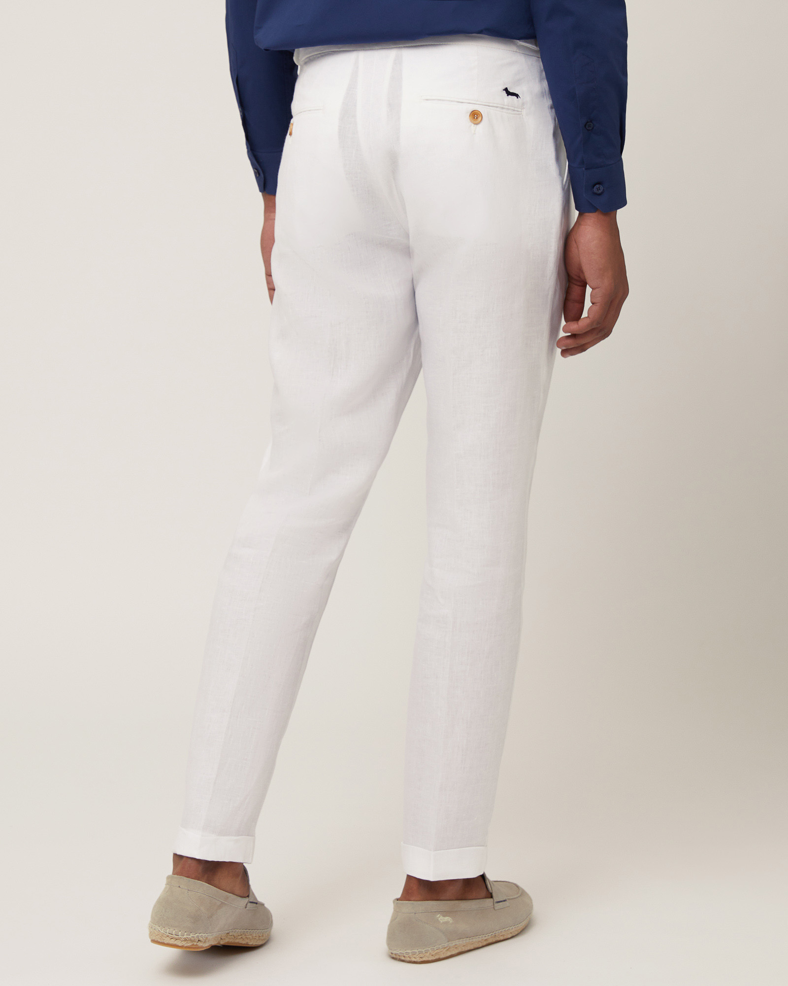 Linen Chino Pants, White, large image number 1