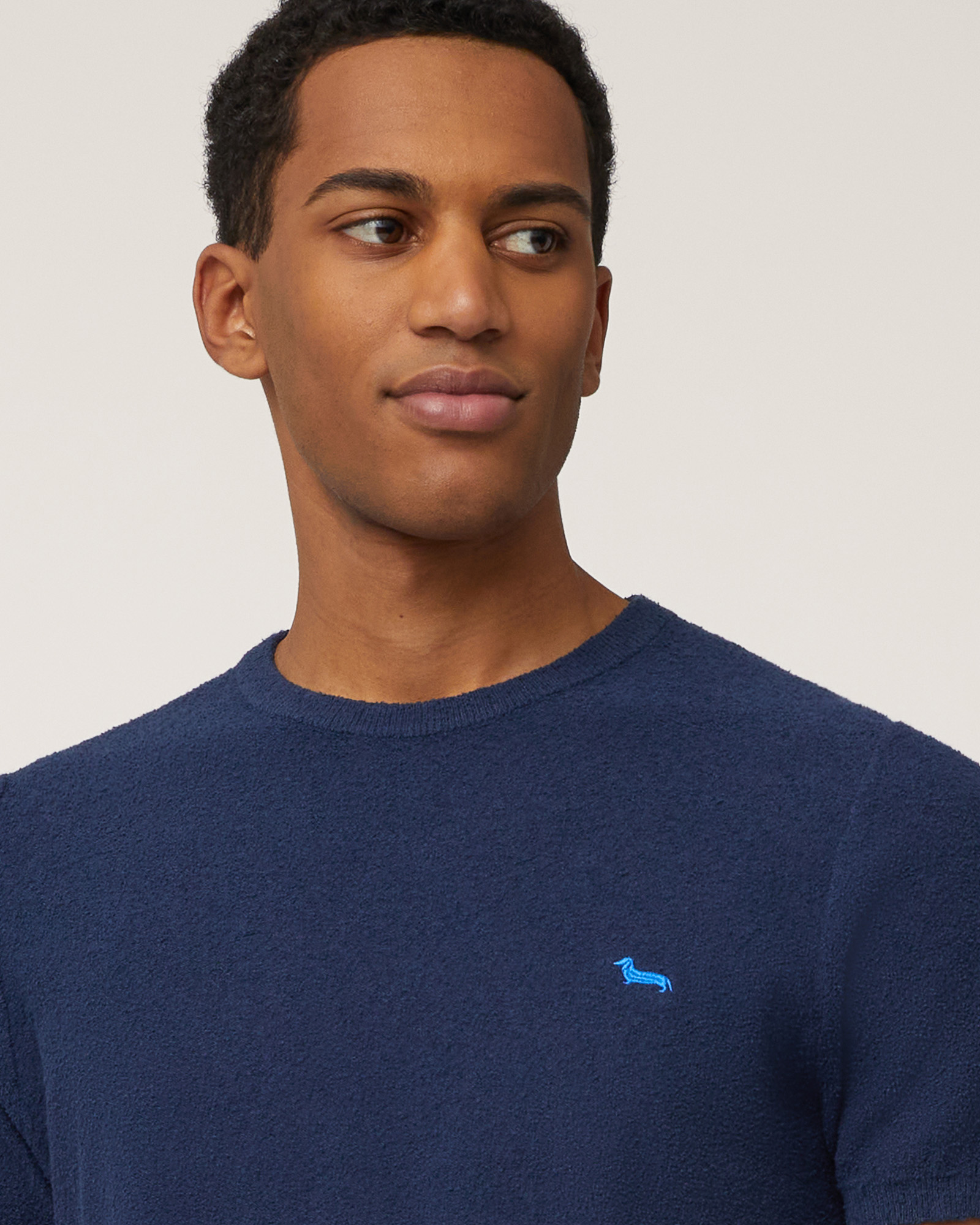 Terry T-Shirt with Dachshund, Navy Blue, large image number 2