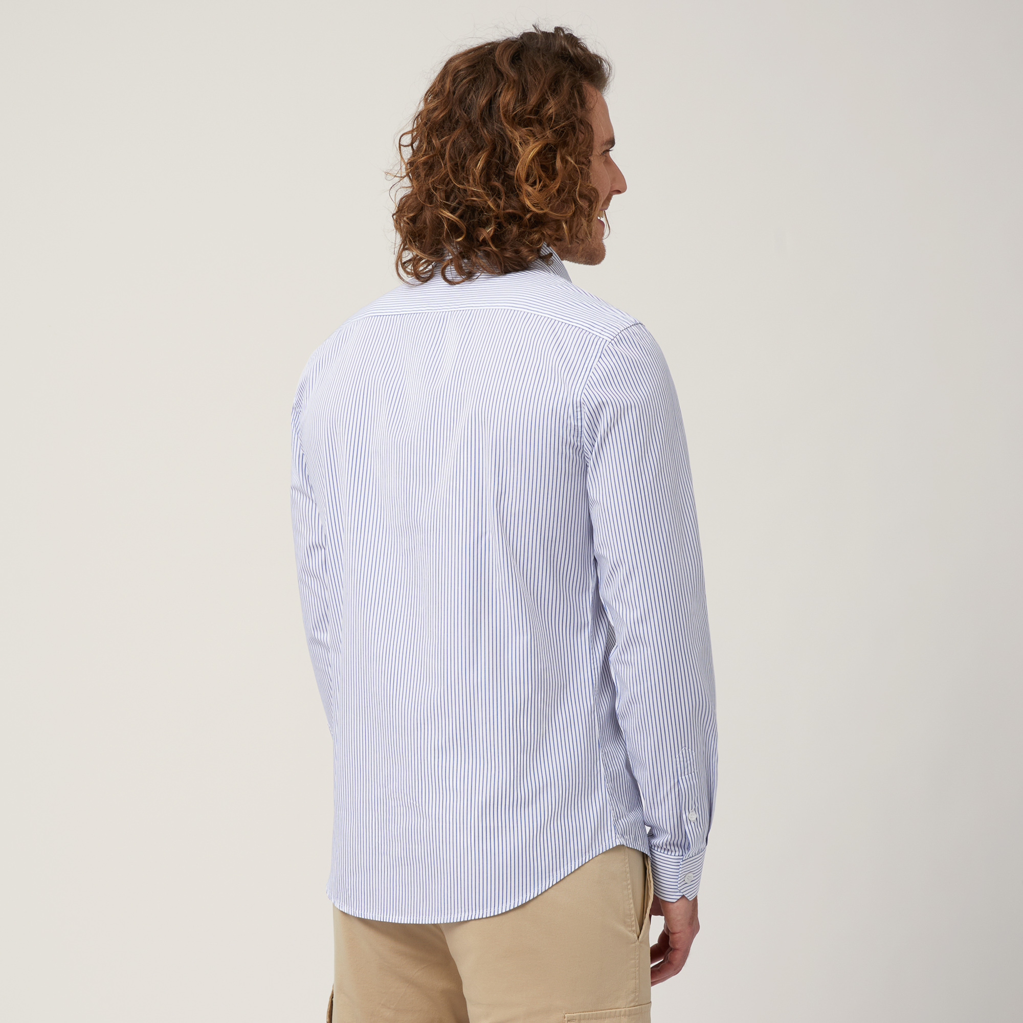 Striped Organic Cotton Poplin Shirt, Blue, large image number 1
