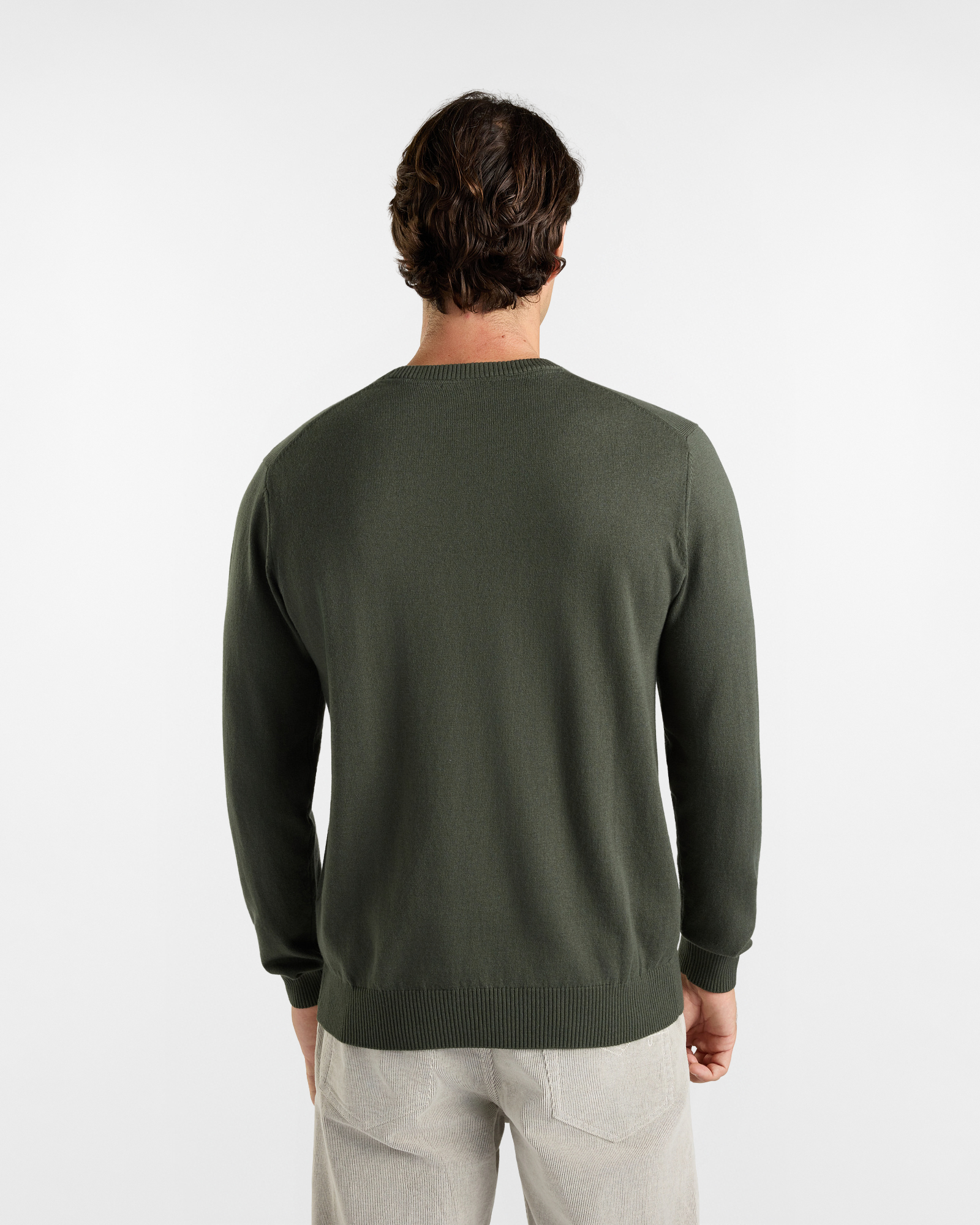 Maglia girocollo HBJ Uomo basico in misto lana e cashmere, VERDE, large