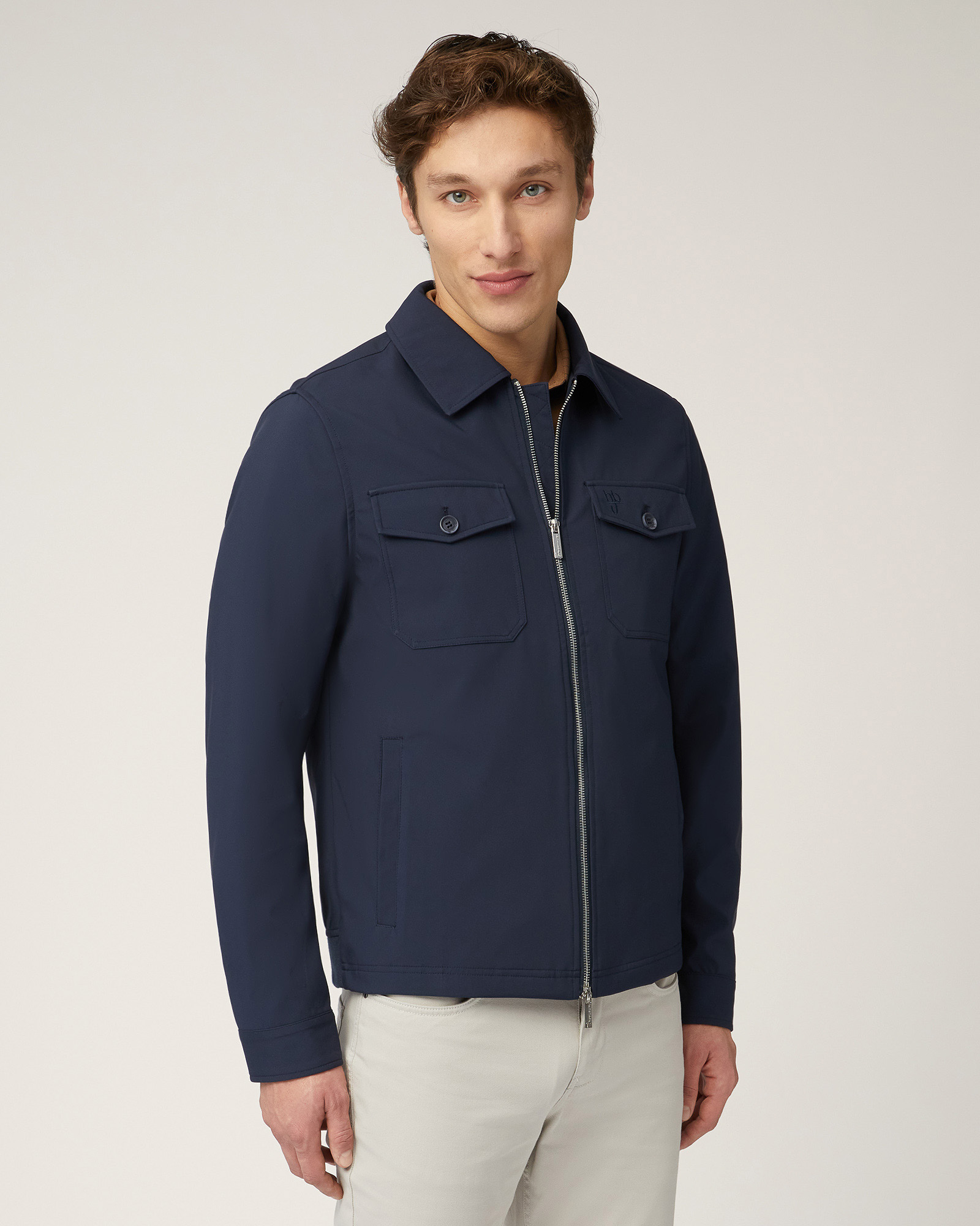 Giubbotto In Softshell Con Tasche, Blu Scuro, large