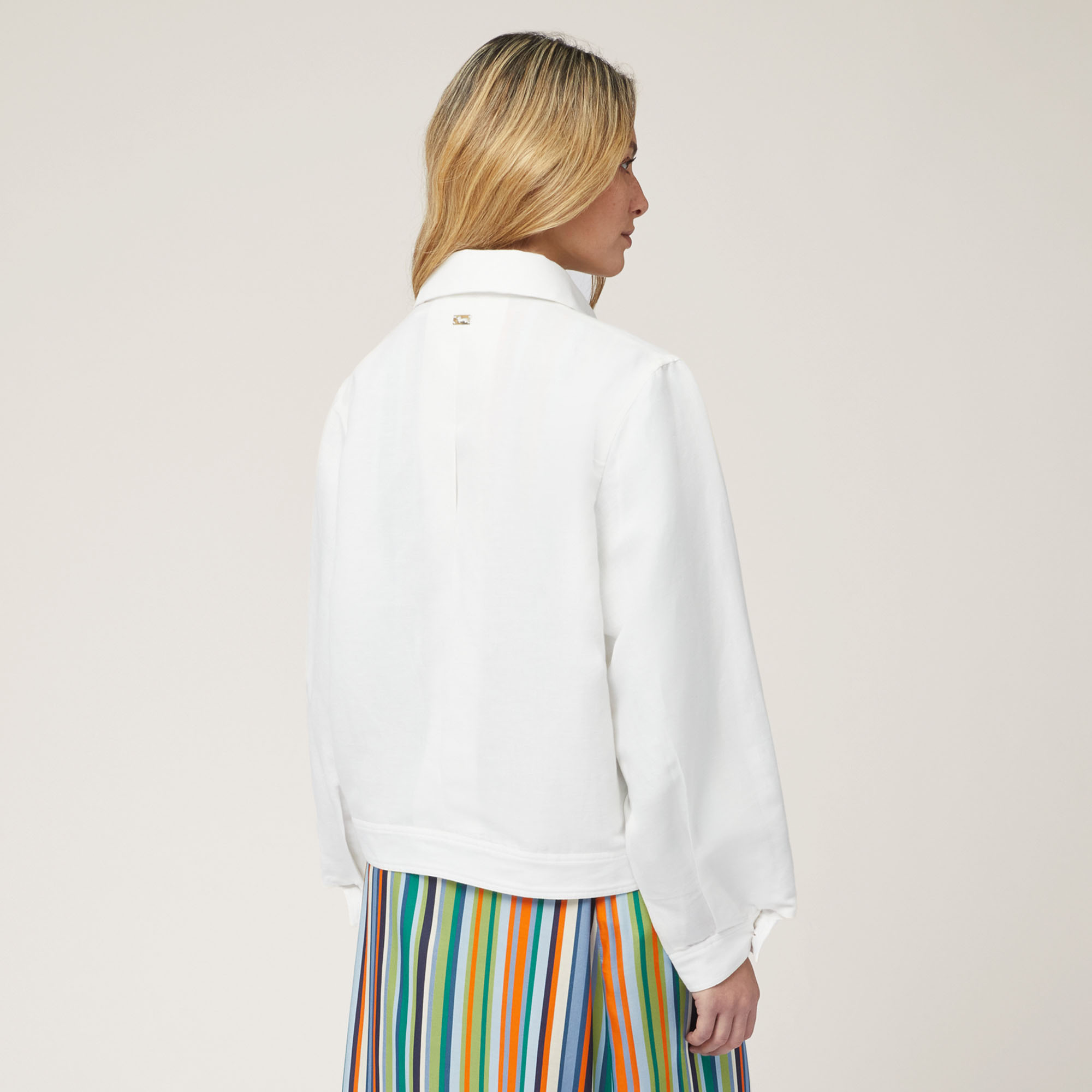 Linen and Cotton Bomber Jacket, White, large image number 1