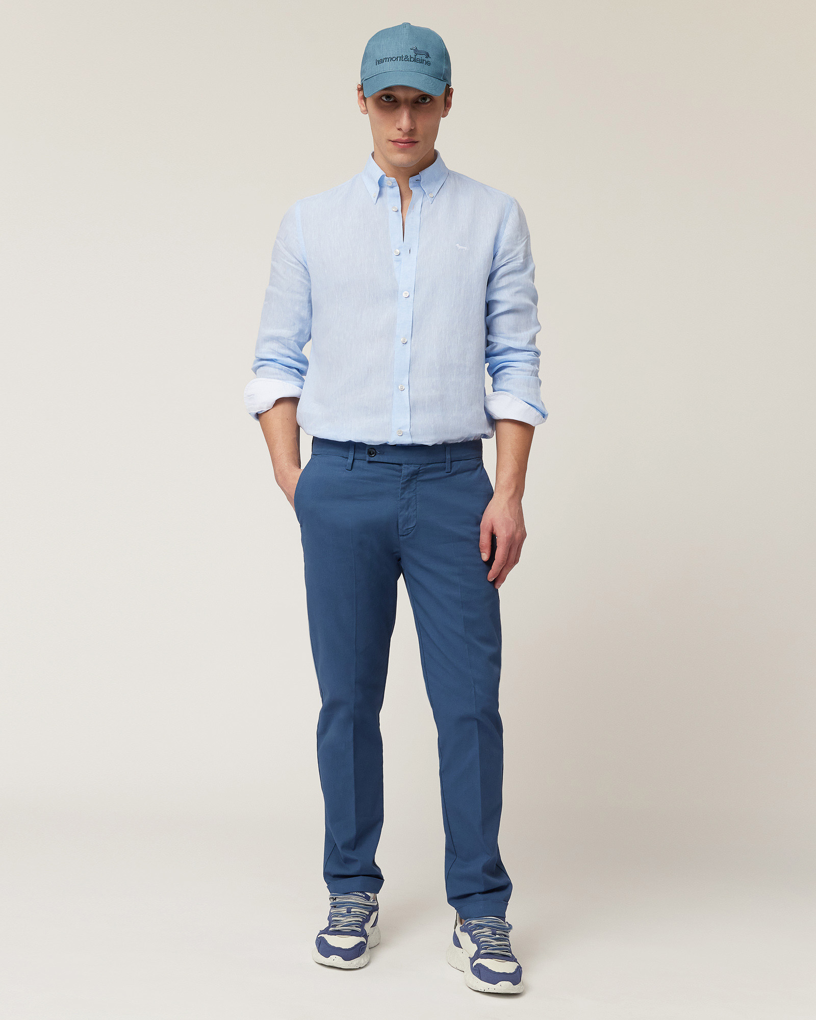 Linen Shirt with Dachshund, Sky Blue, large image number 3