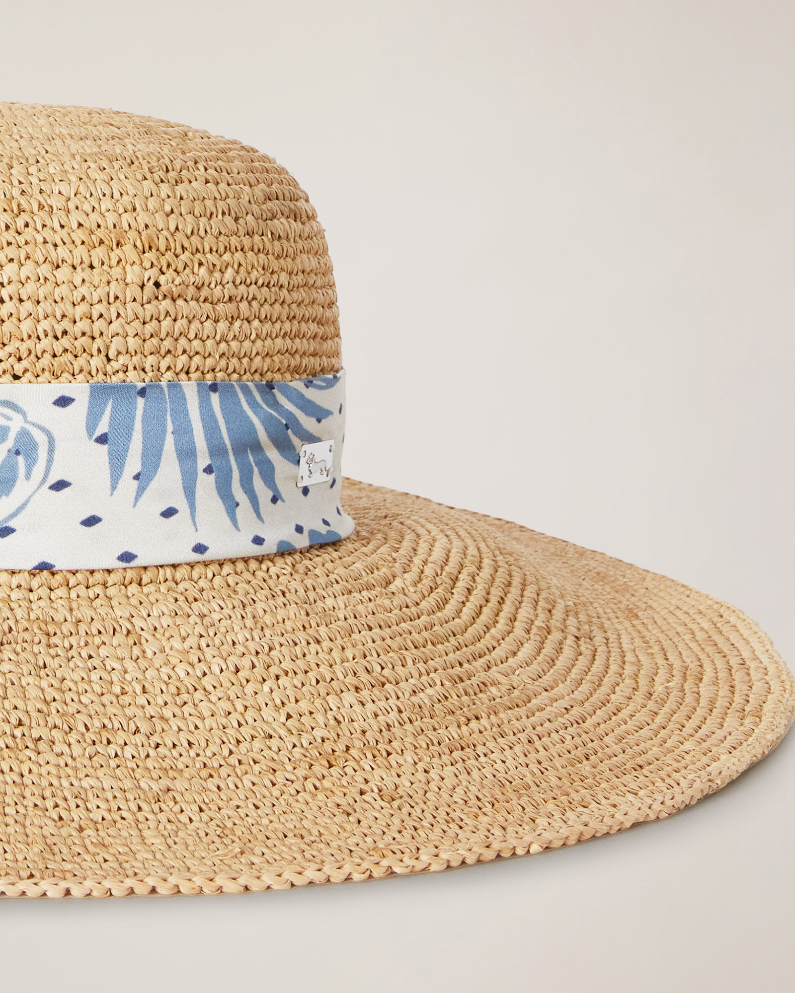 Cappello In Rafia Con Foulard