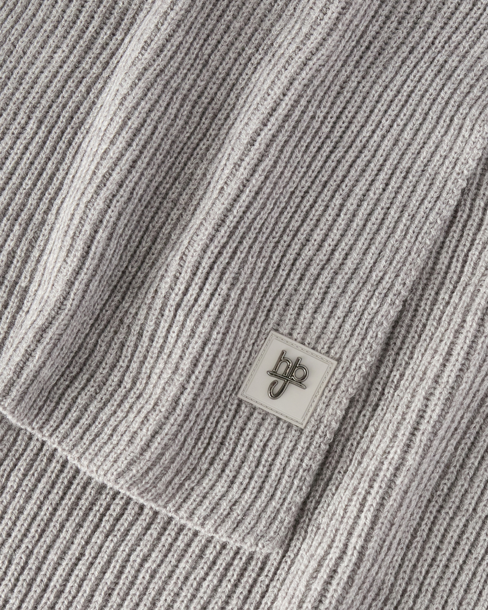Sciarpa in Misto Lana a Coste Inglesi con Patch Logo, Grigio, large image number 2