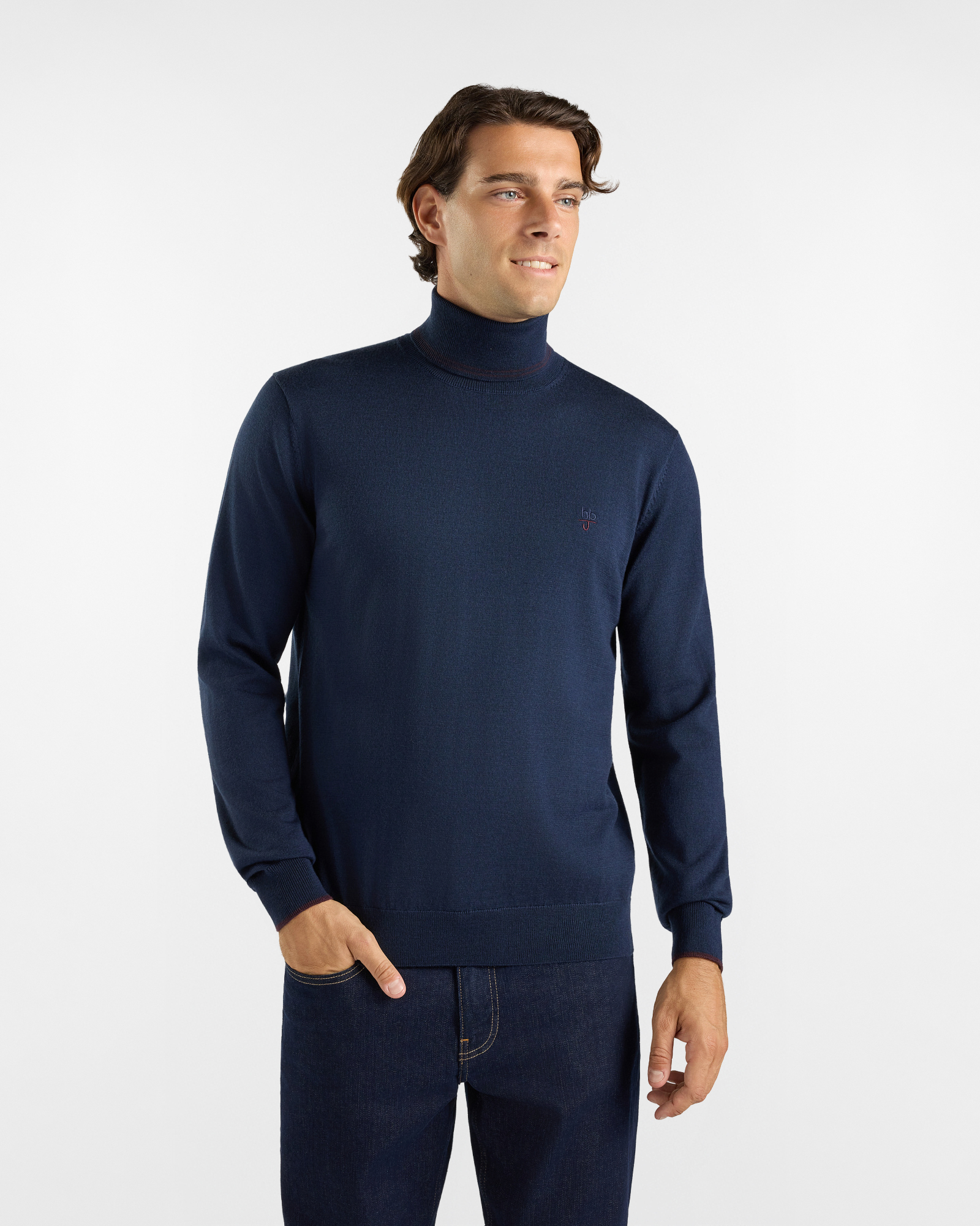 Dolcevita HBJ Uomo in pura lana, BLU SCURO, large