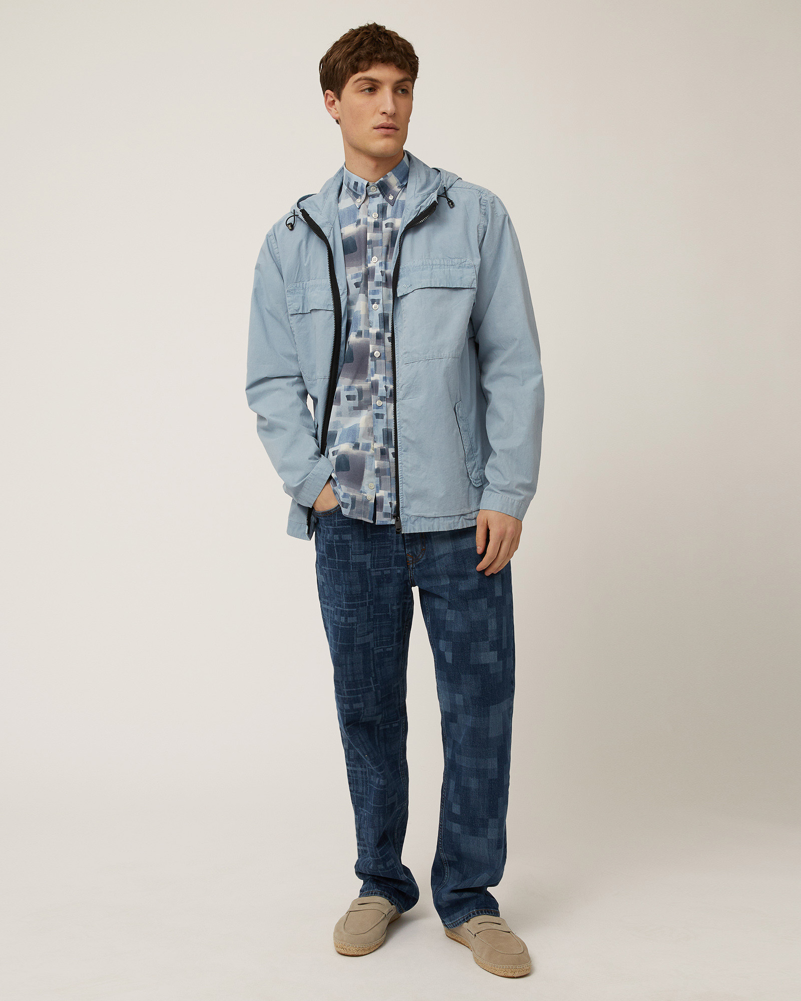 Blouson En Coton Technique, Bleu ciel, large image number 3