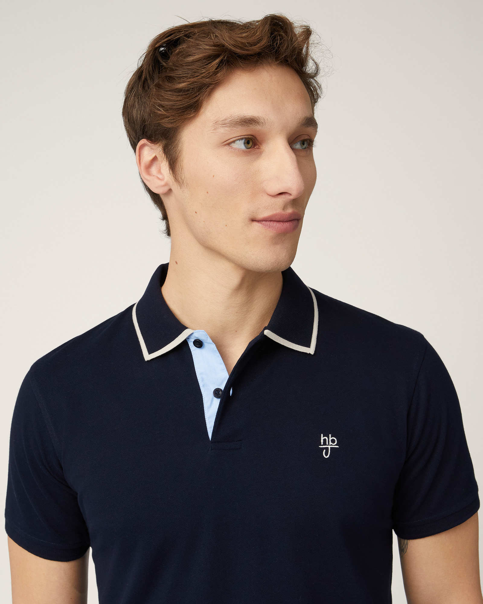 Polo with Contrasts, Dark Blue, large image number 2