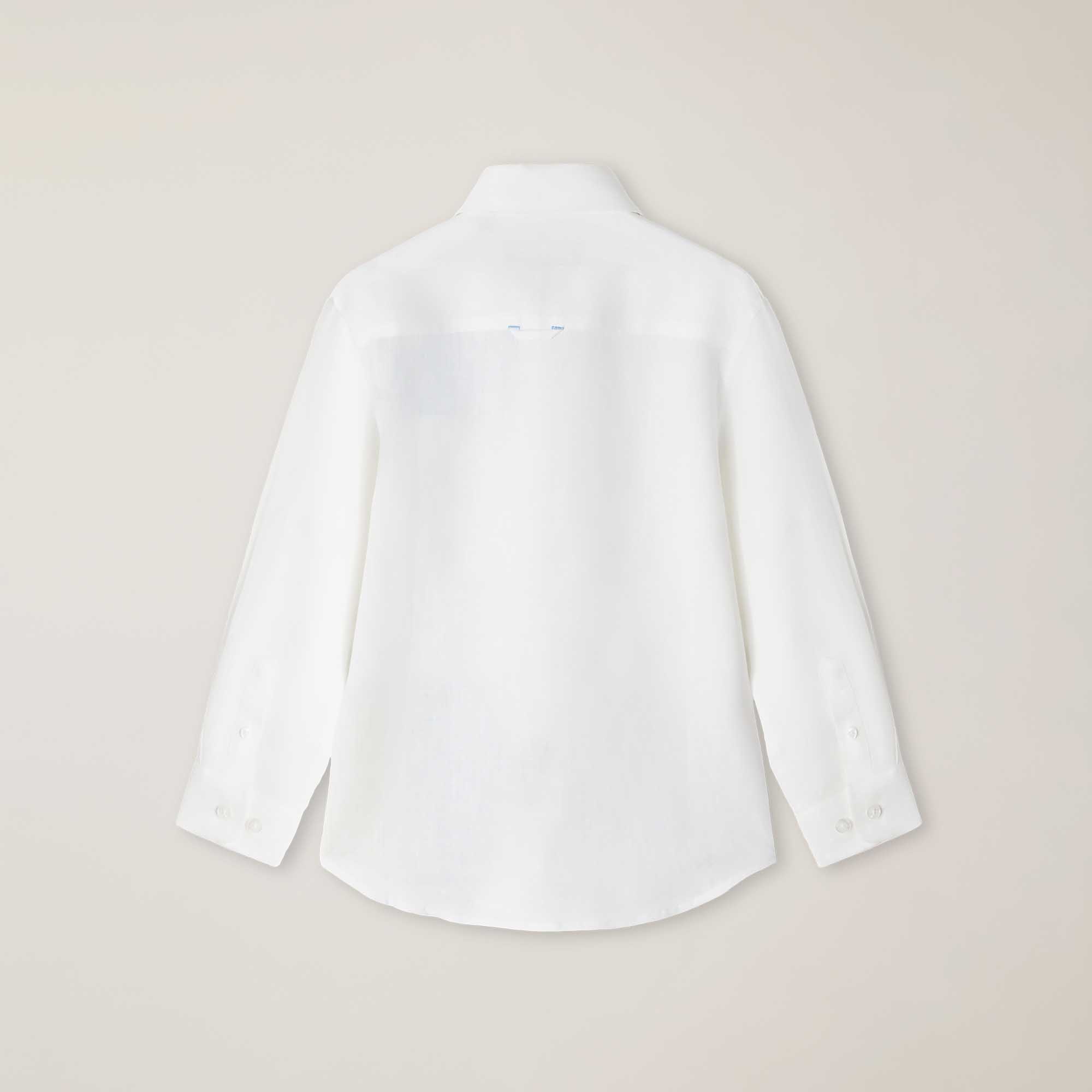 Camisa de lino con patchwork y teckel bordado, Blanco, large image number 1