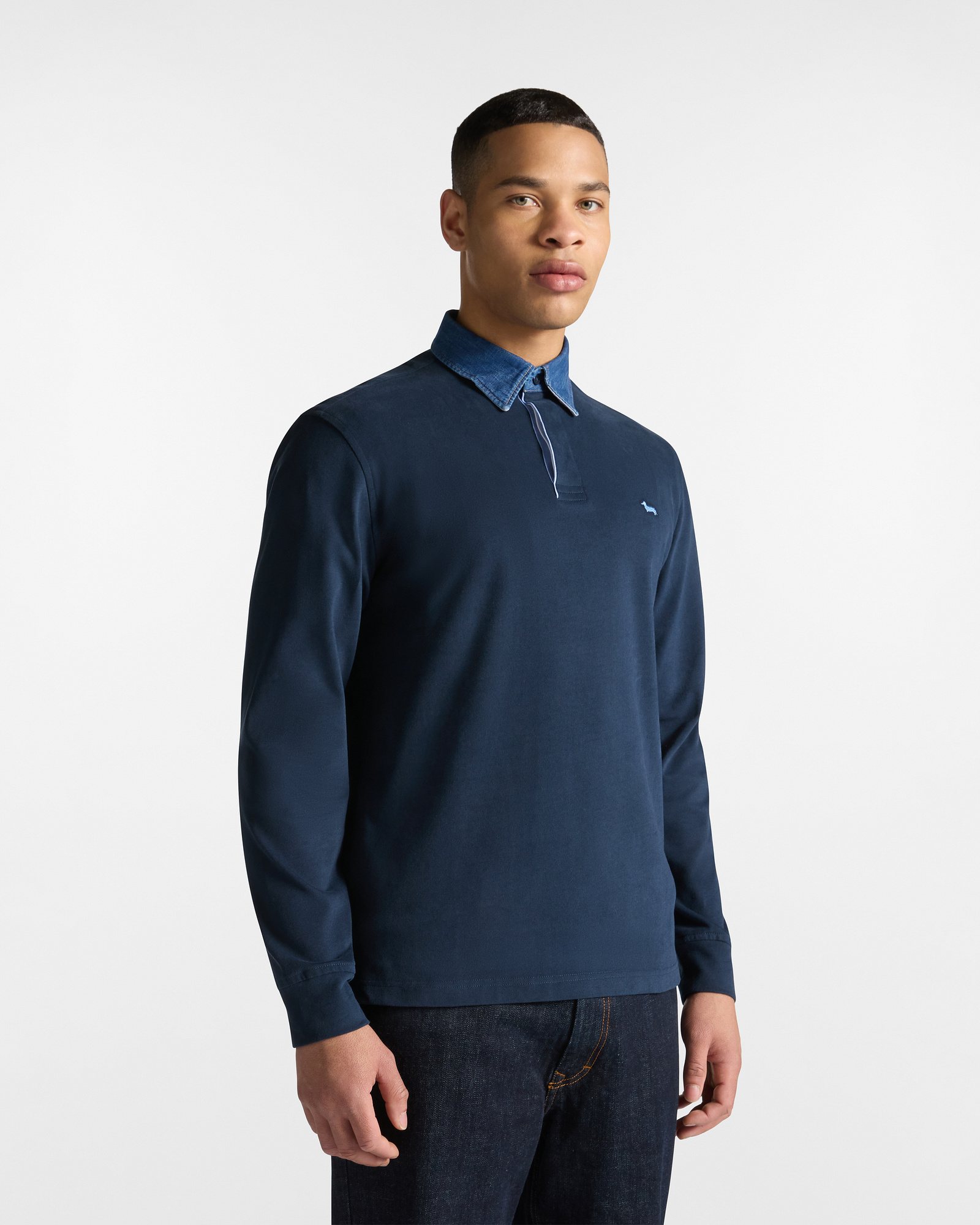 Vietri Polo Shirt with Denim Collar