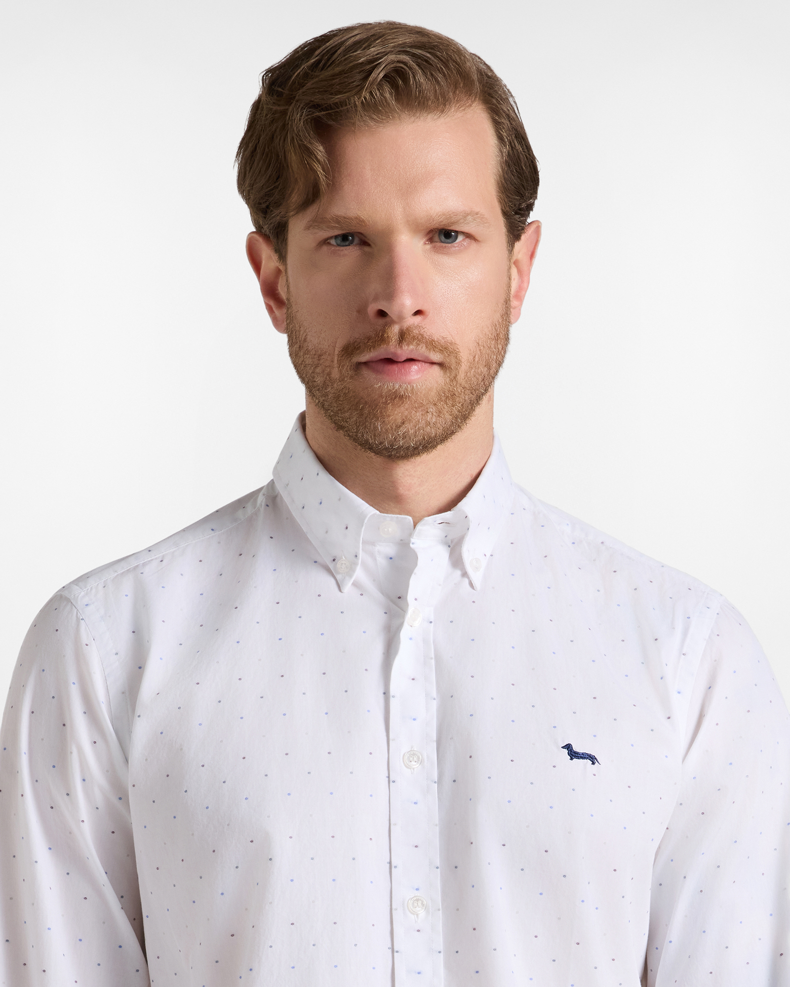 Camisa de hombre en popel&iacute;n fil coup&eacute; de corte regular, BLANCO, large